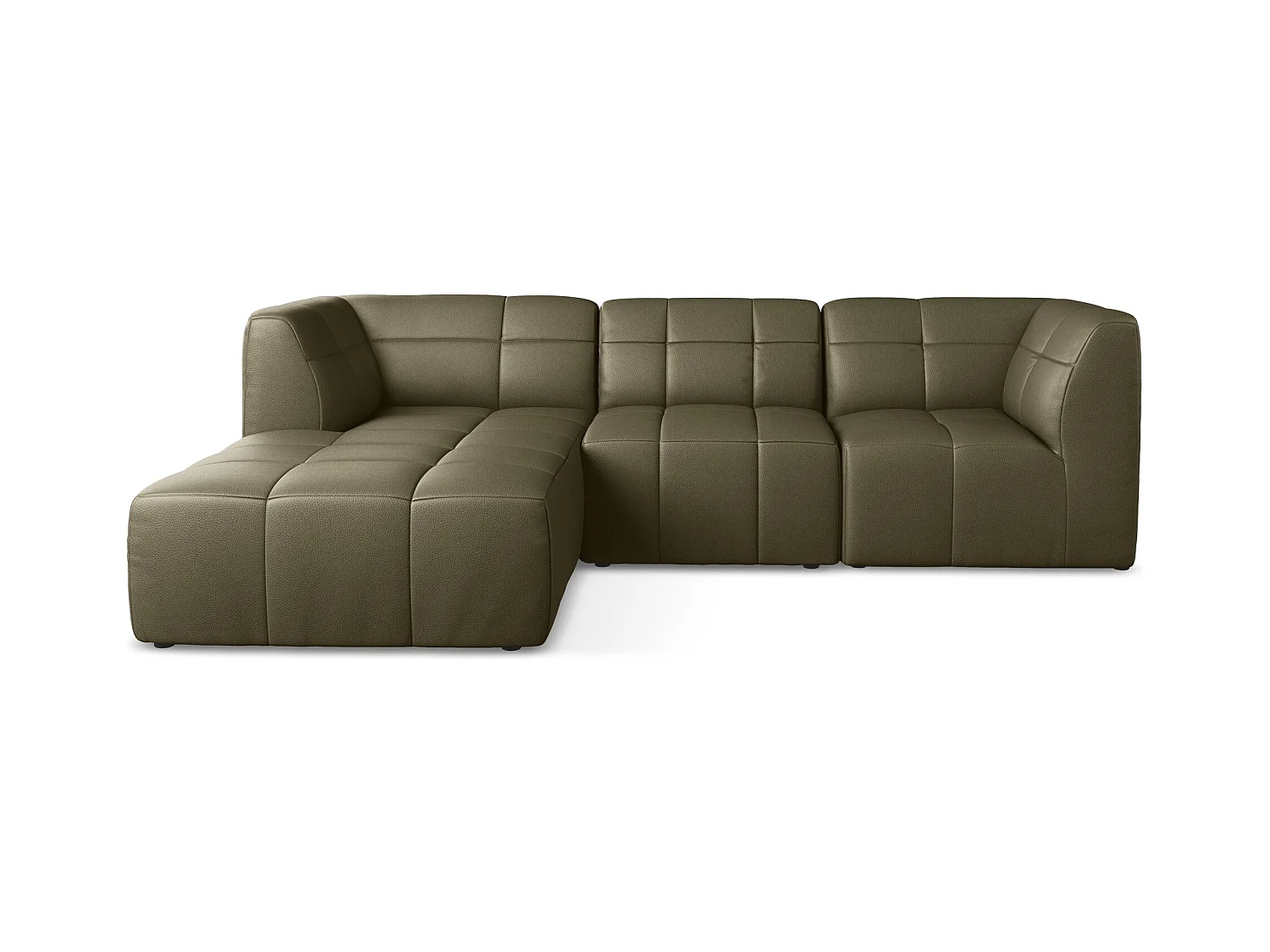 3-Sitzer Modulares Ecksofa - Ecke Links - Kunstleder - Olive - ALOHA