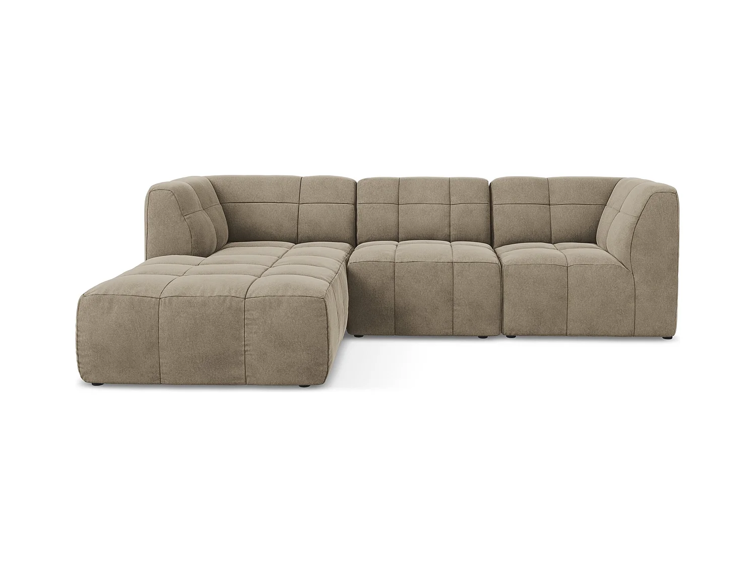 Canapé d'angle 3 places modulaire gauche en velours - beige - ALOHA