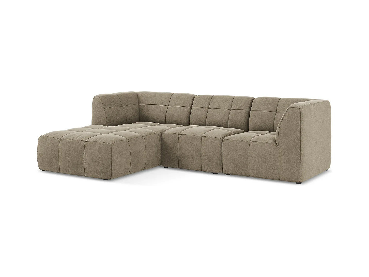 Canapé d'angle 3 places modulaire gauche en velours - beige - ALOHA