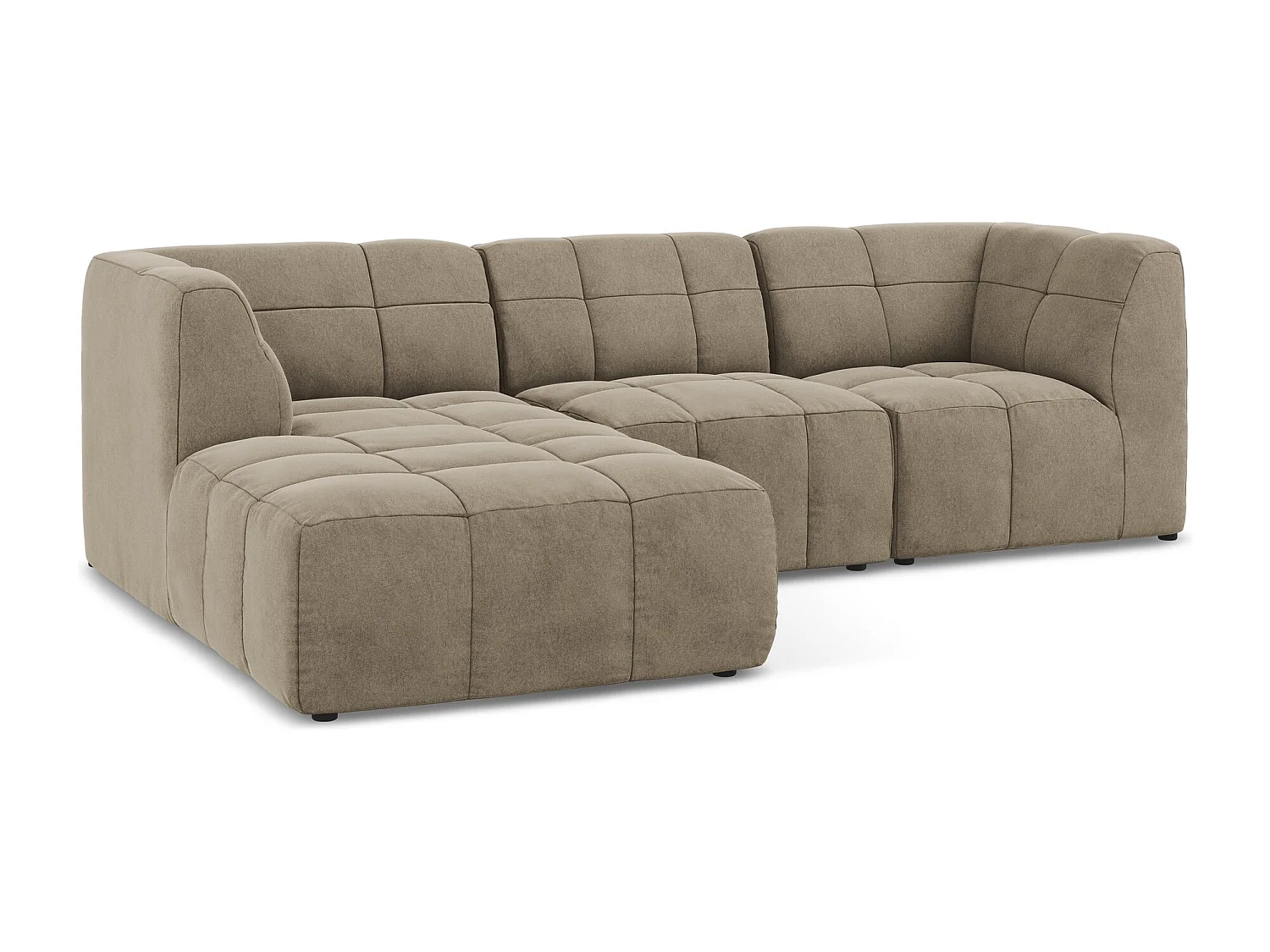 Canapé d'angle 3 places modulaire gauche en velours - beige - ALOHA