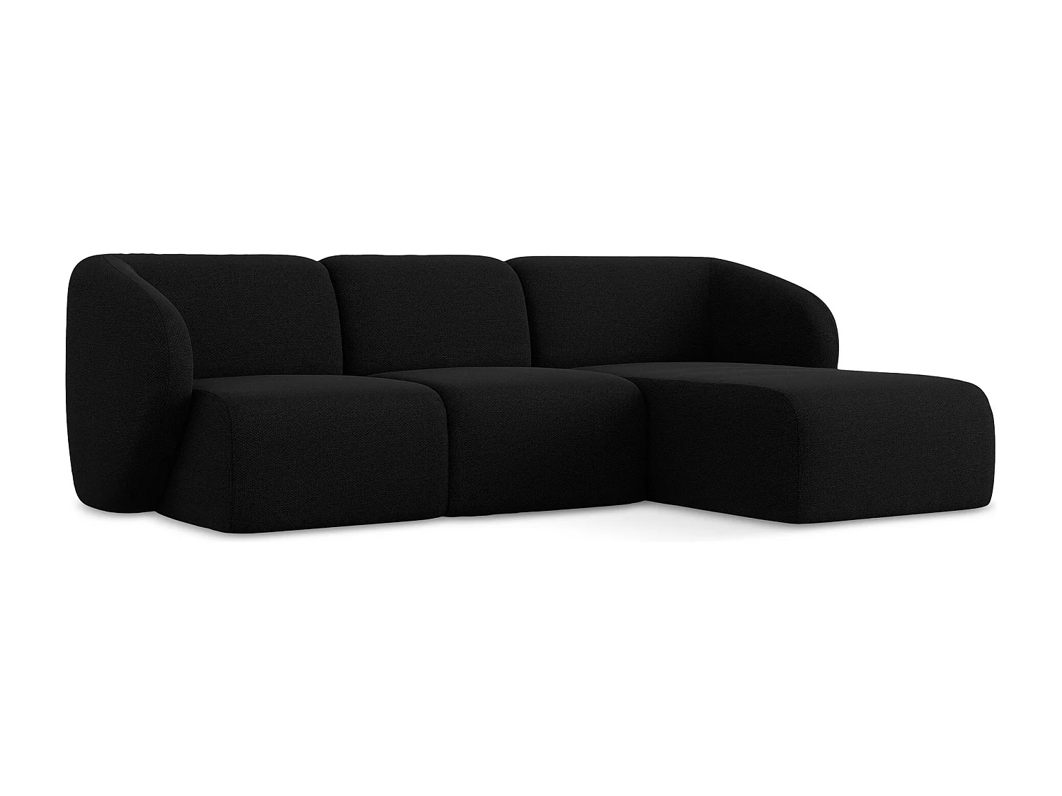 3-Sitzer Modulares Ecksofa - Ecke Rechts - Bouclé - Schwarz - LANI