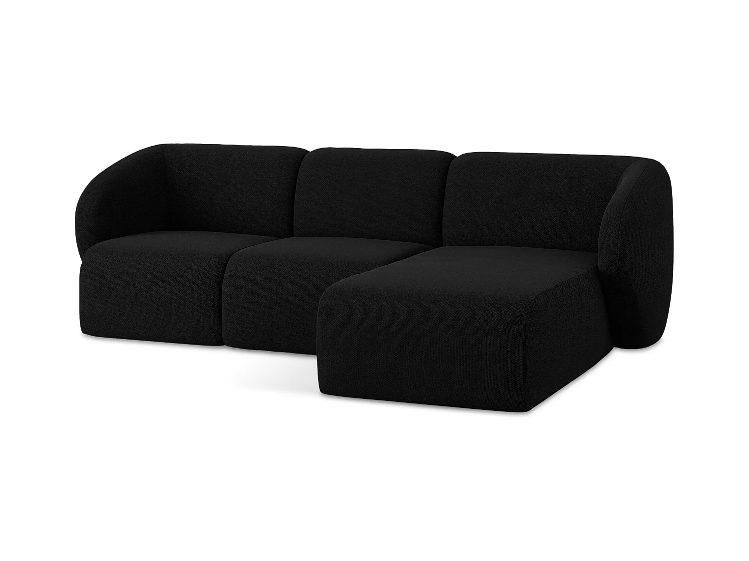 3-Sitzer Modulares Ecksofa - Ecke Rechts - Bouclé - Schwarz - LANI