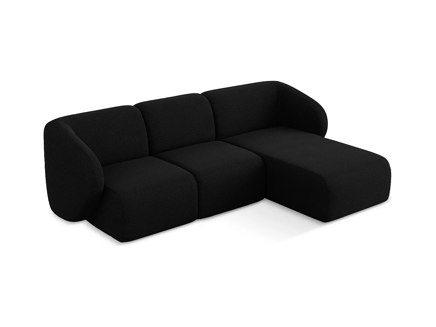 3-Sitzer Modulares Ecksofa - Ecke Rechts - Bouclé - Schwarz - LANI