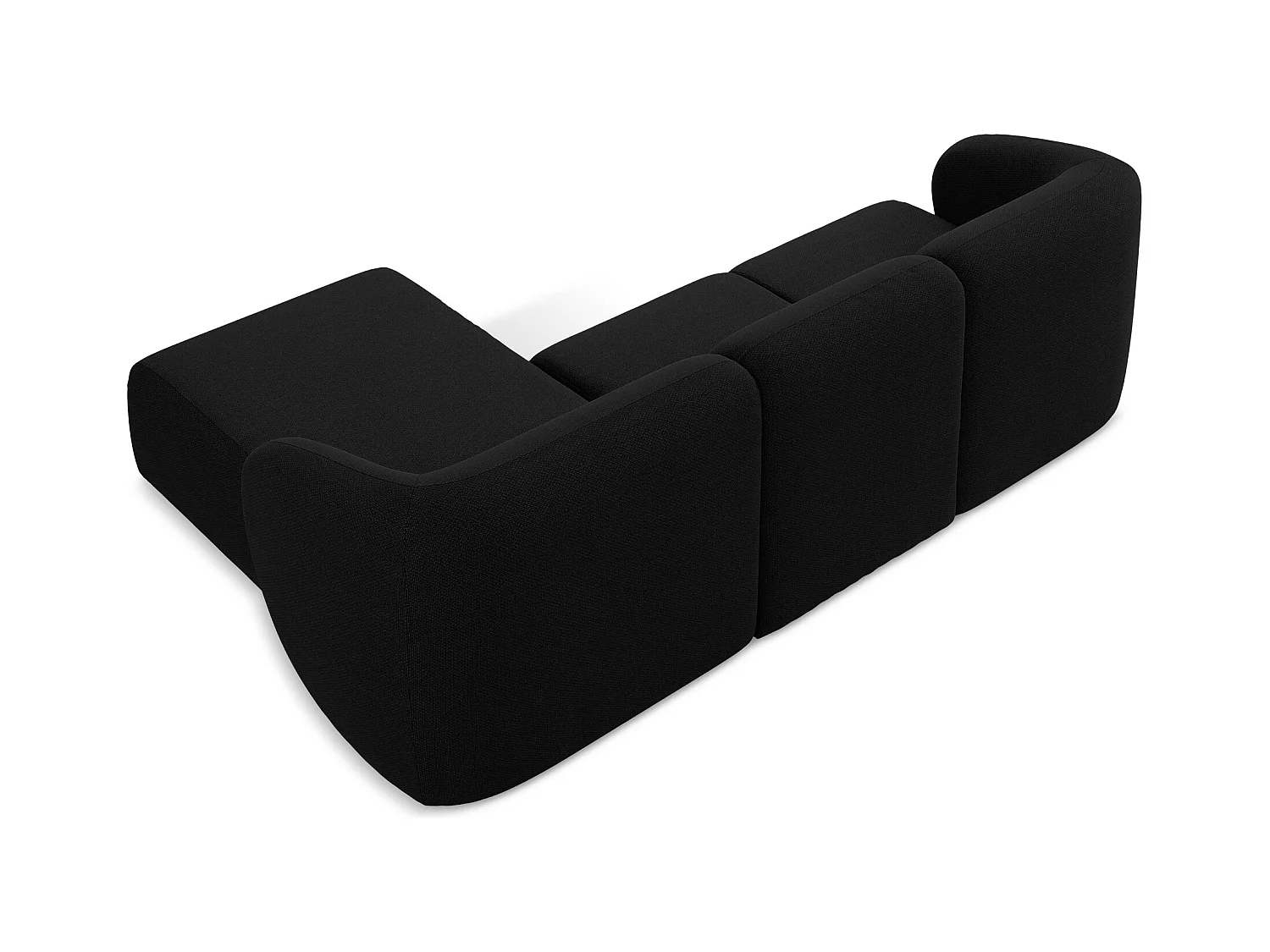 3-Sitzer Modulares Ecksofa - Ecke Rechts - Bouclé - Schwarz - LANI