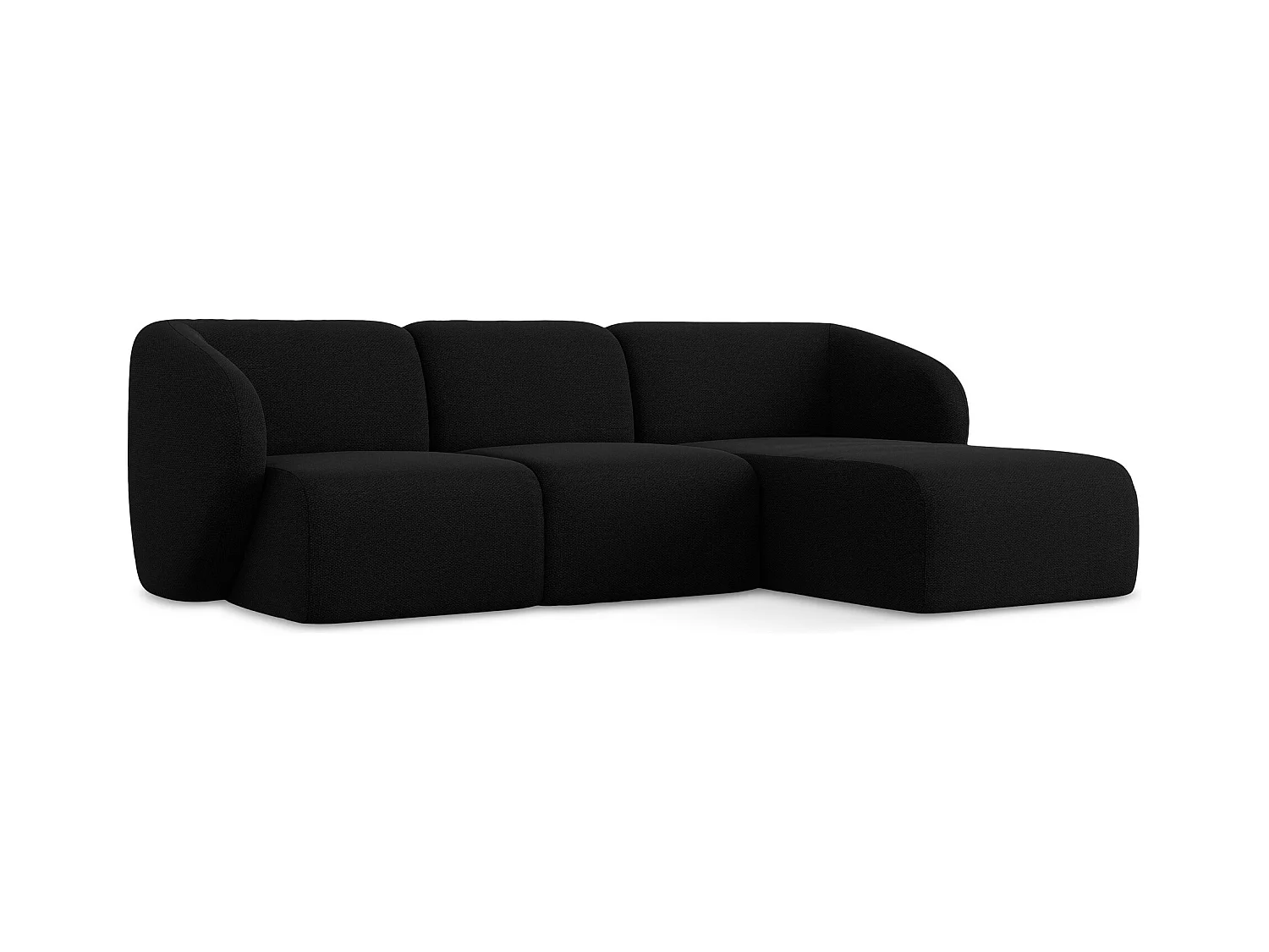 3-Sitzer Modulares Ecksofa - Ecke Rechts - Bouclé - Schwarz - LANI