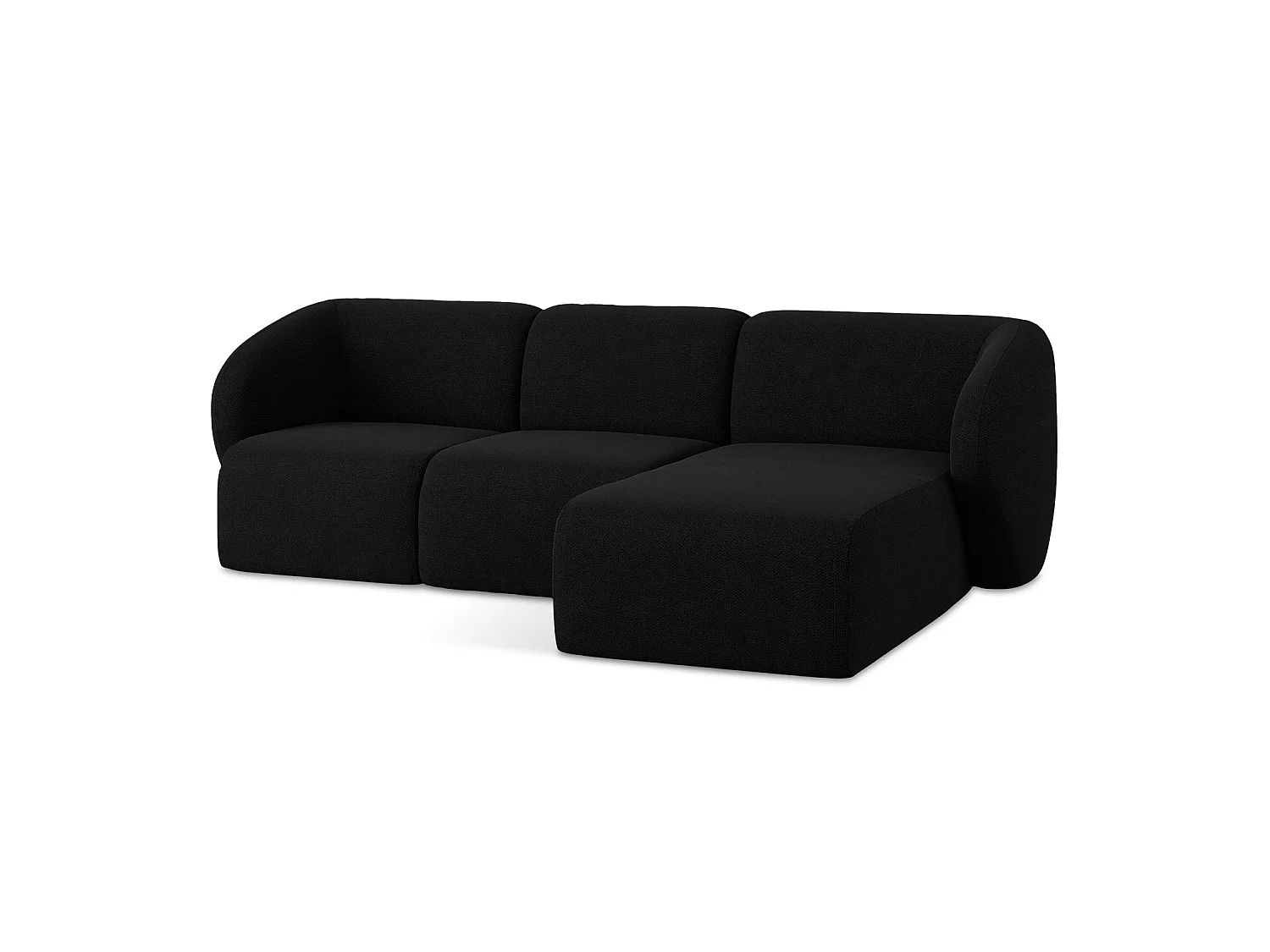 3-Sitzer Modulares Ecksofa - Ecke Rechts - Bouclé - Schwarz - CERVO