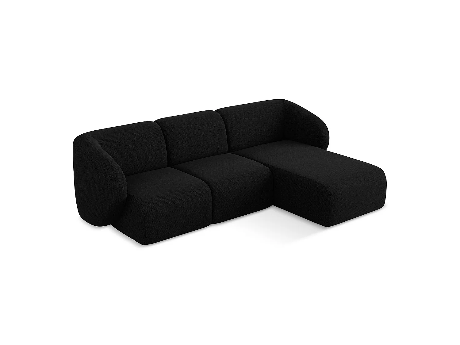 3-Sitzer Modulares Ecksofa - Ecke Rechts - Bouclé - Schwarz - CERVO