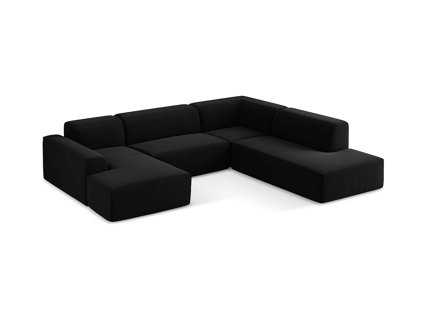 Sofa panoramiczna prawa - z tkaniny welwetowej - czarny - KELI