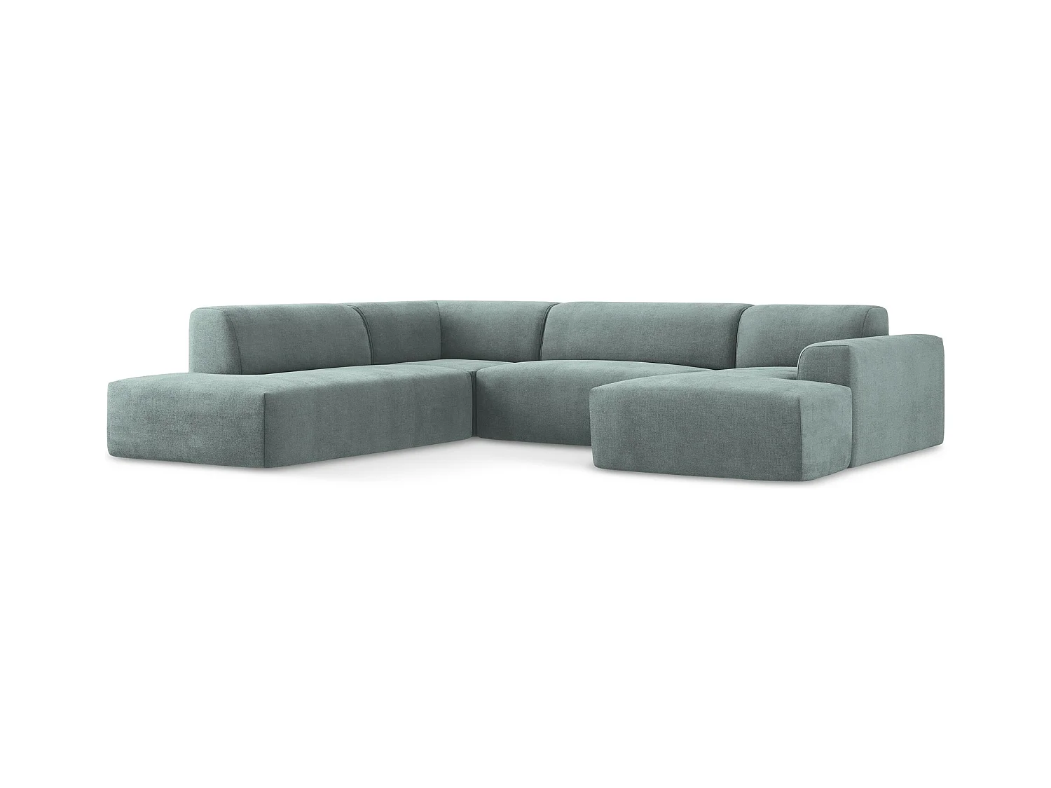 Canapé panoramique 5 places gauche en tissu texturé - jeans - KELI