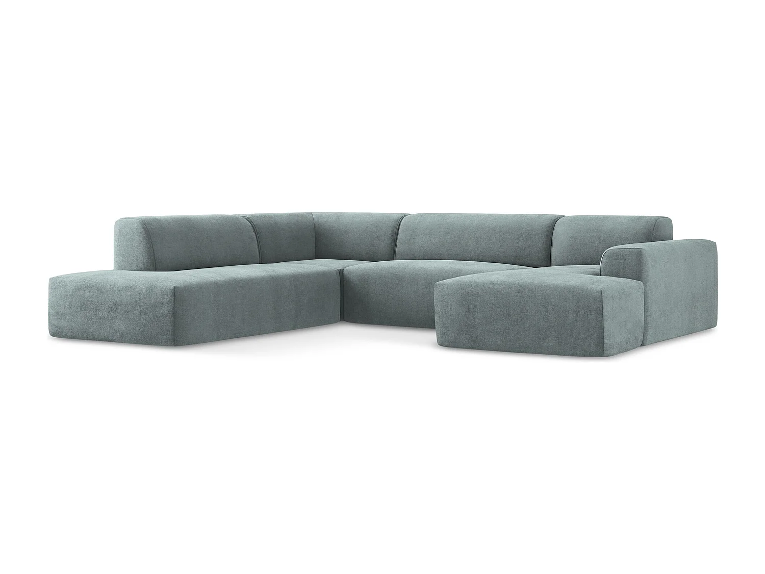 Canapé panoramique 5 places gauche en tissu texturé - jeans - KELI