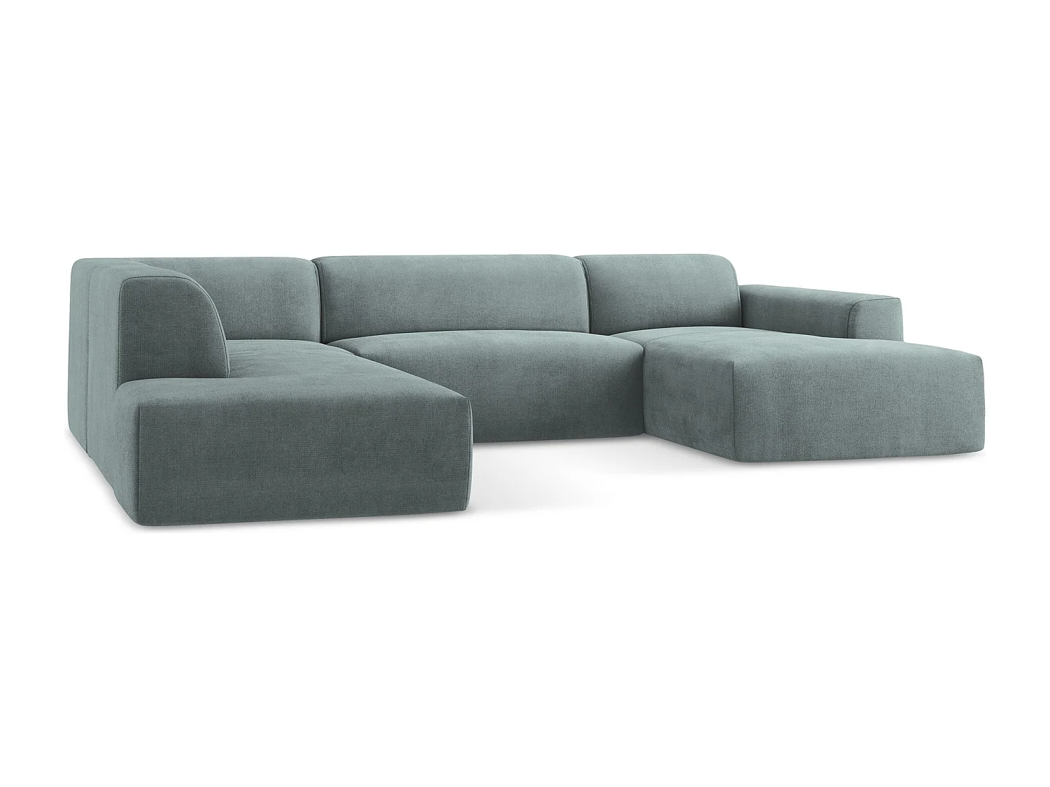 Canapé panoramique 5 places gauche en tissu texturé - jeans - KELI