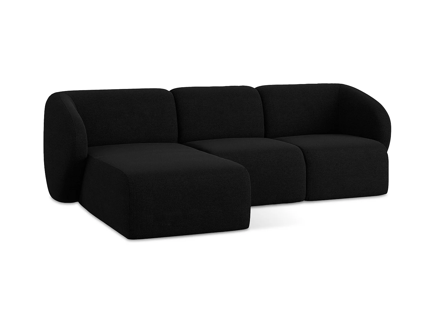 3-Sitzer Modulares Ecksofa - Ecke Links - Bouclé - Schwarz - LANI