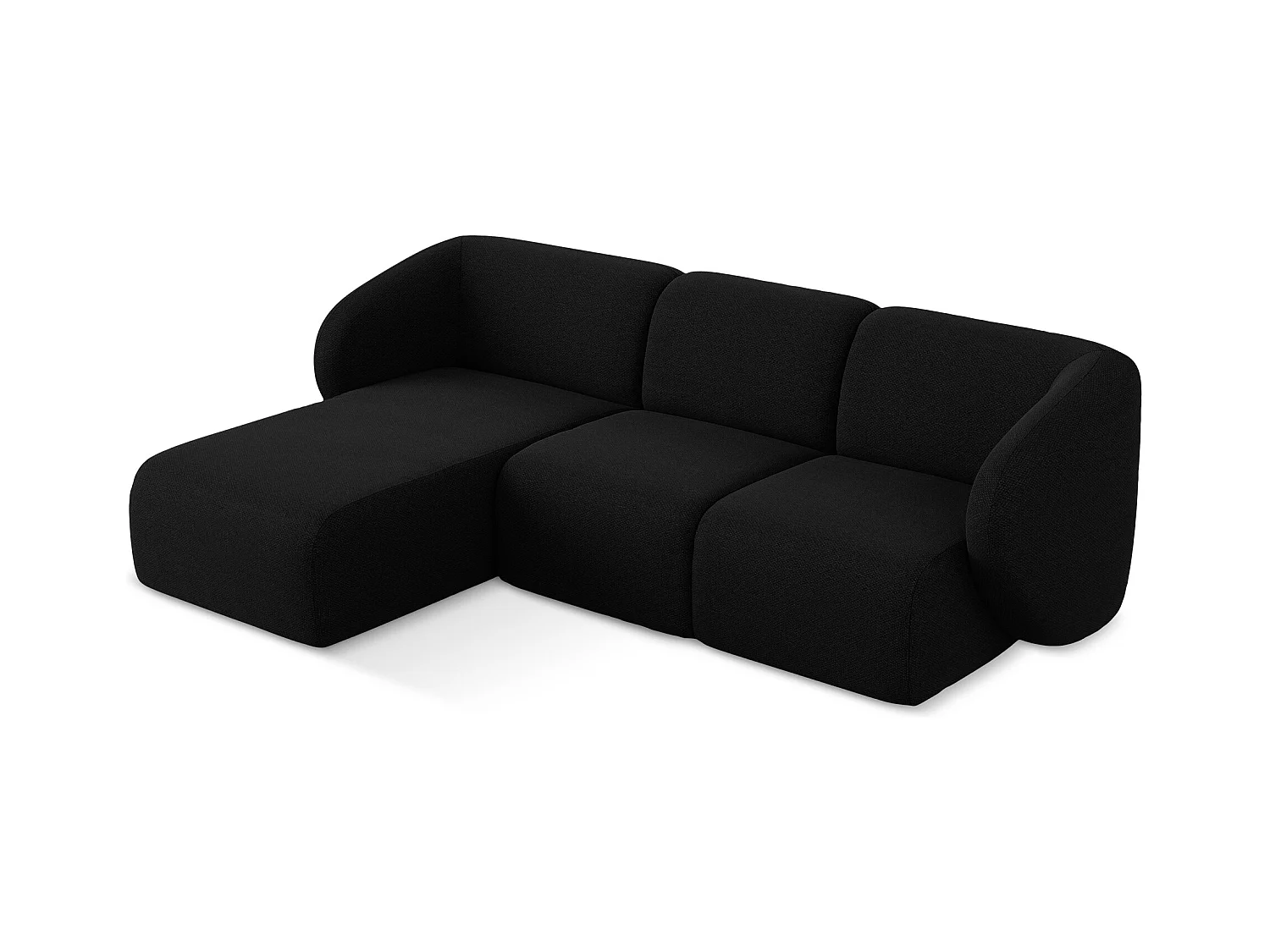 3-Sitzer Modulares Ecksofa - Ecke Links - Bouclé - Schwarz - LANI
