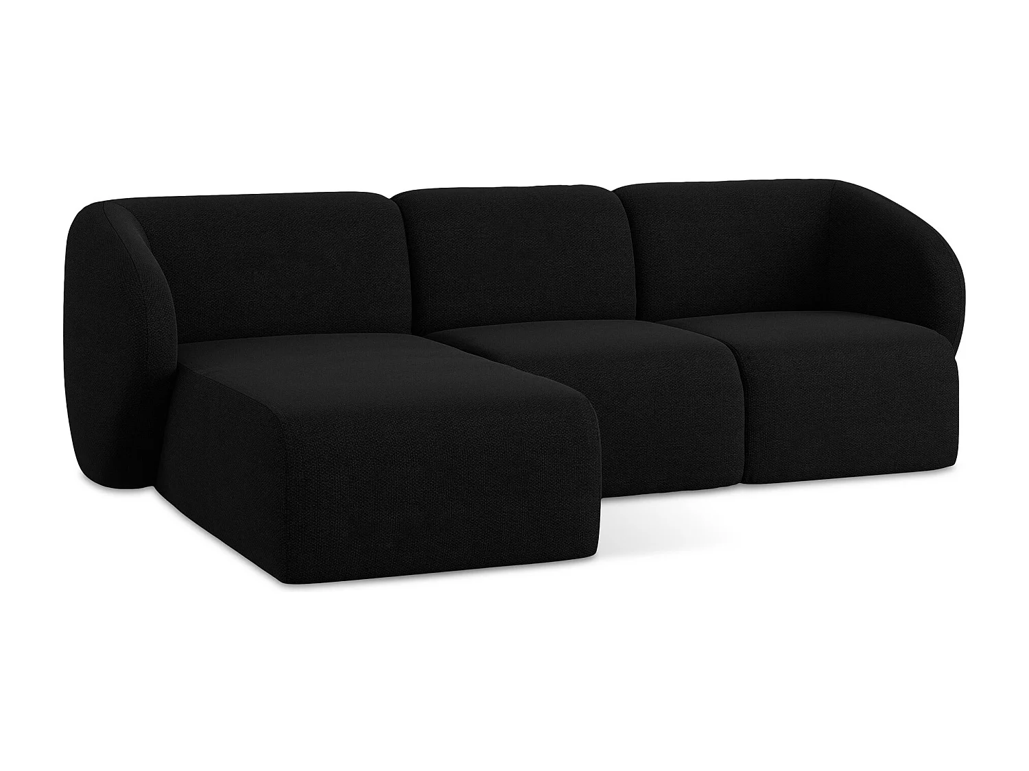 3-Sitzer Modulares Ecksofa - Ecke Links - Bouclé - Schwarz - LANI