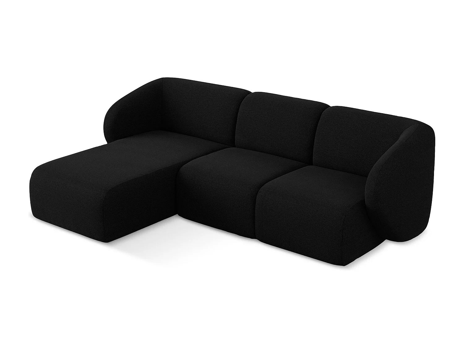 3-Sitzer Modulares Ecksofa - Ecke Links - Bouclé - Schwarz - LANI