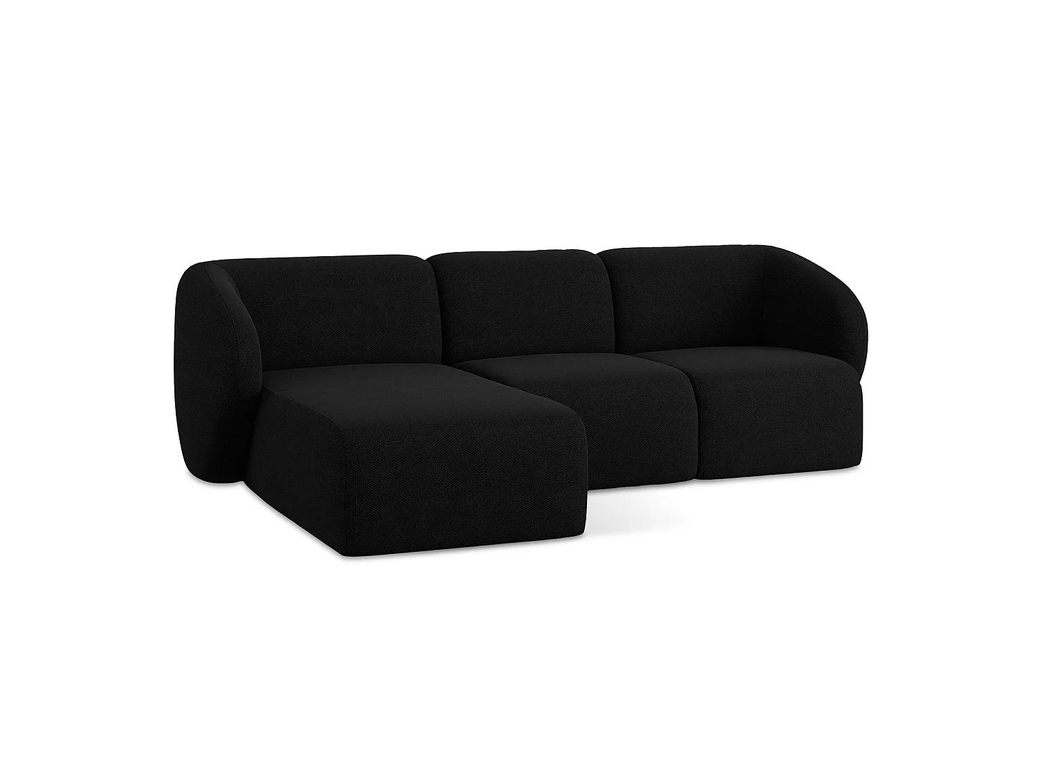 3-Sitzer Modulares Ecksofa - Ecke Links - Bouclé - Schwarz - CERVO