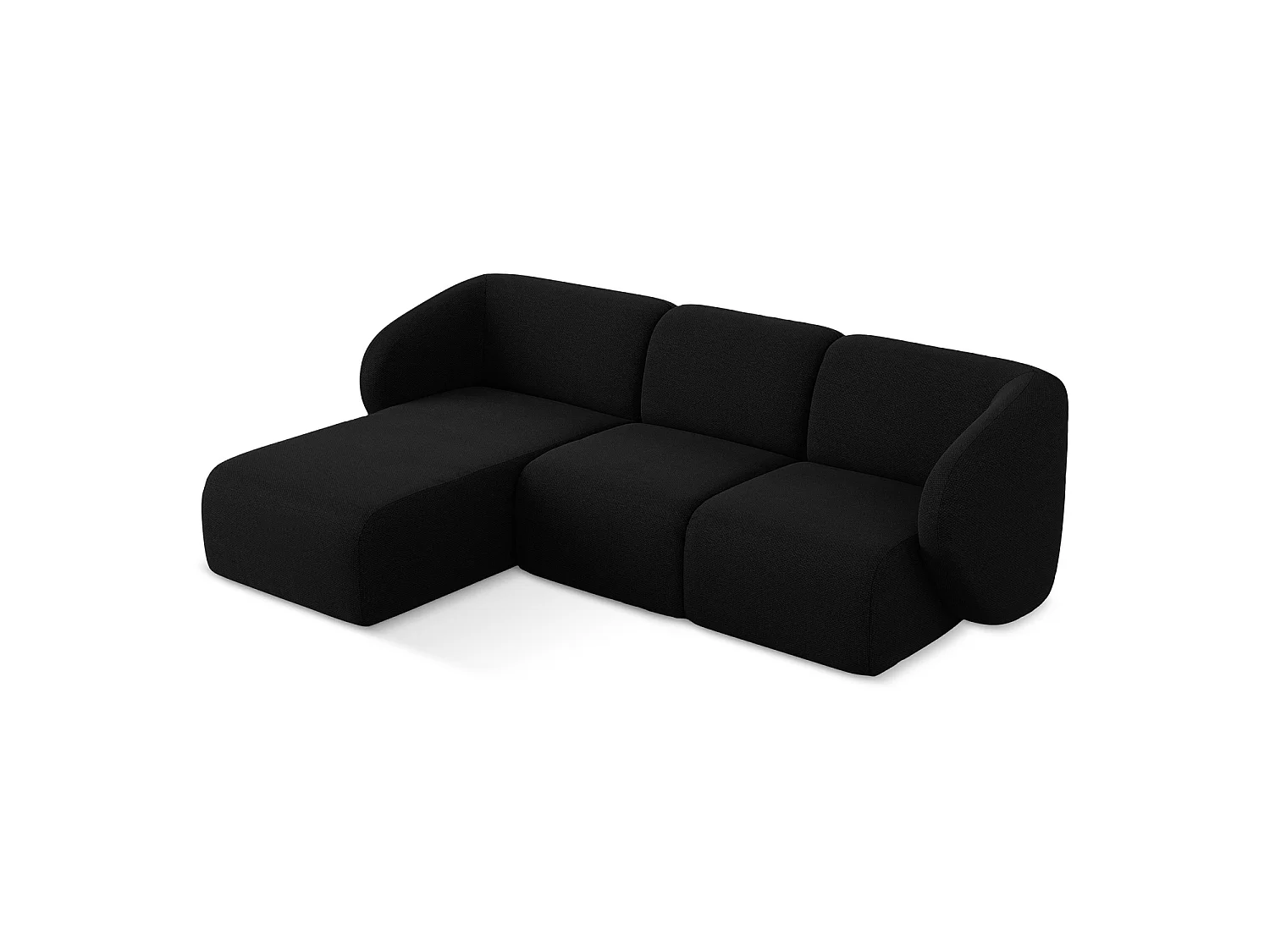 3-Sitzer Modulares Ecksofa - Ecke Links - Bouclé - Schwarz - CERVO