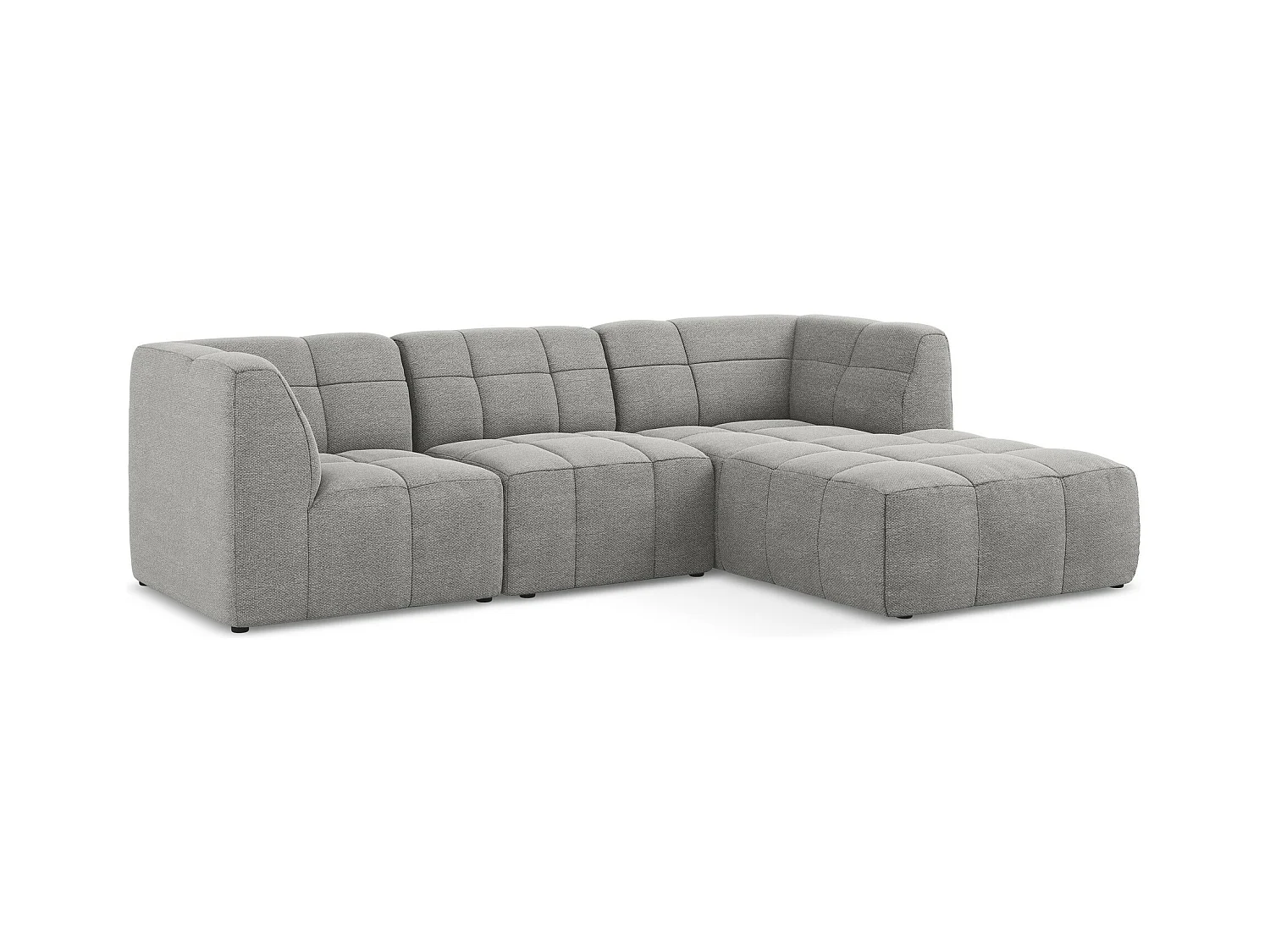 3-Sitzer Modulares Ecksofa - Ecke Rechts - Bouclé - Hellgrau - ALOHA