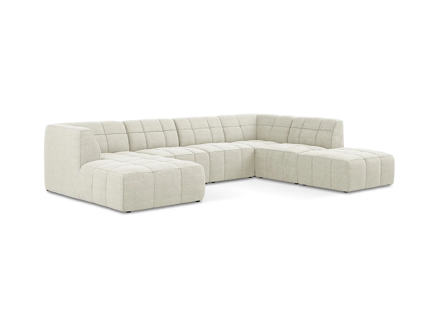 Panoramische hoekbank van zand bouclé - ALOHA