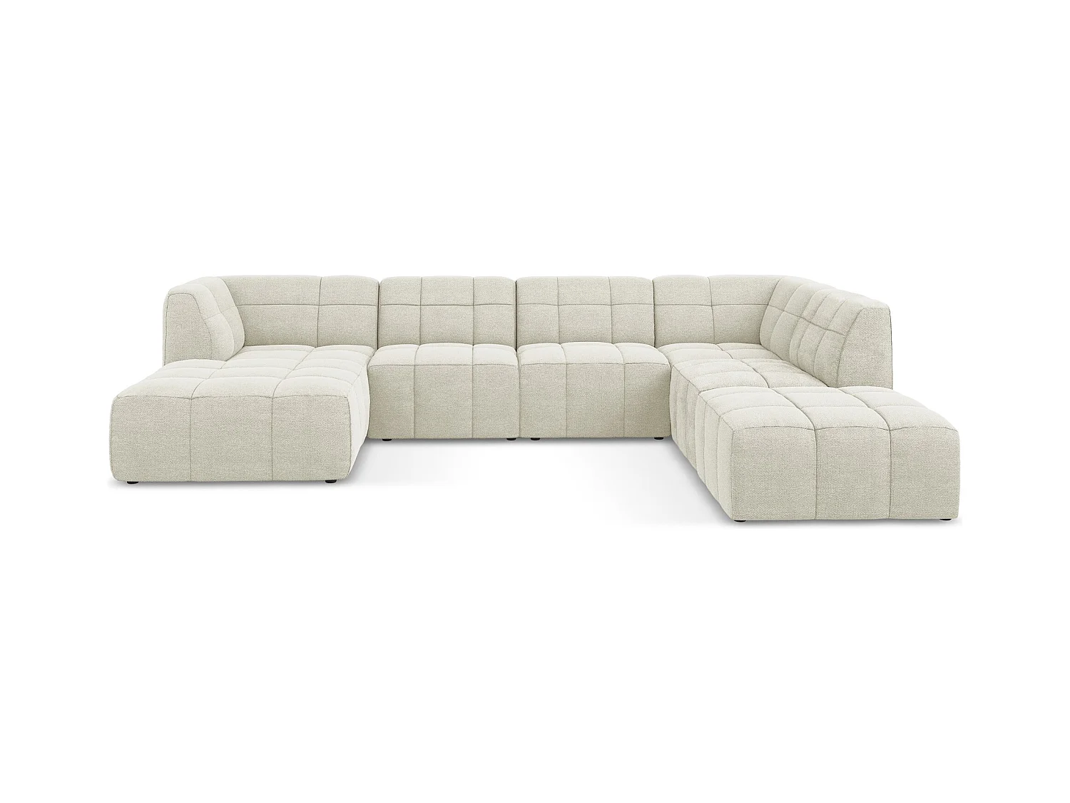 Panoramische hoekbank van zand bouclé - ALOHA