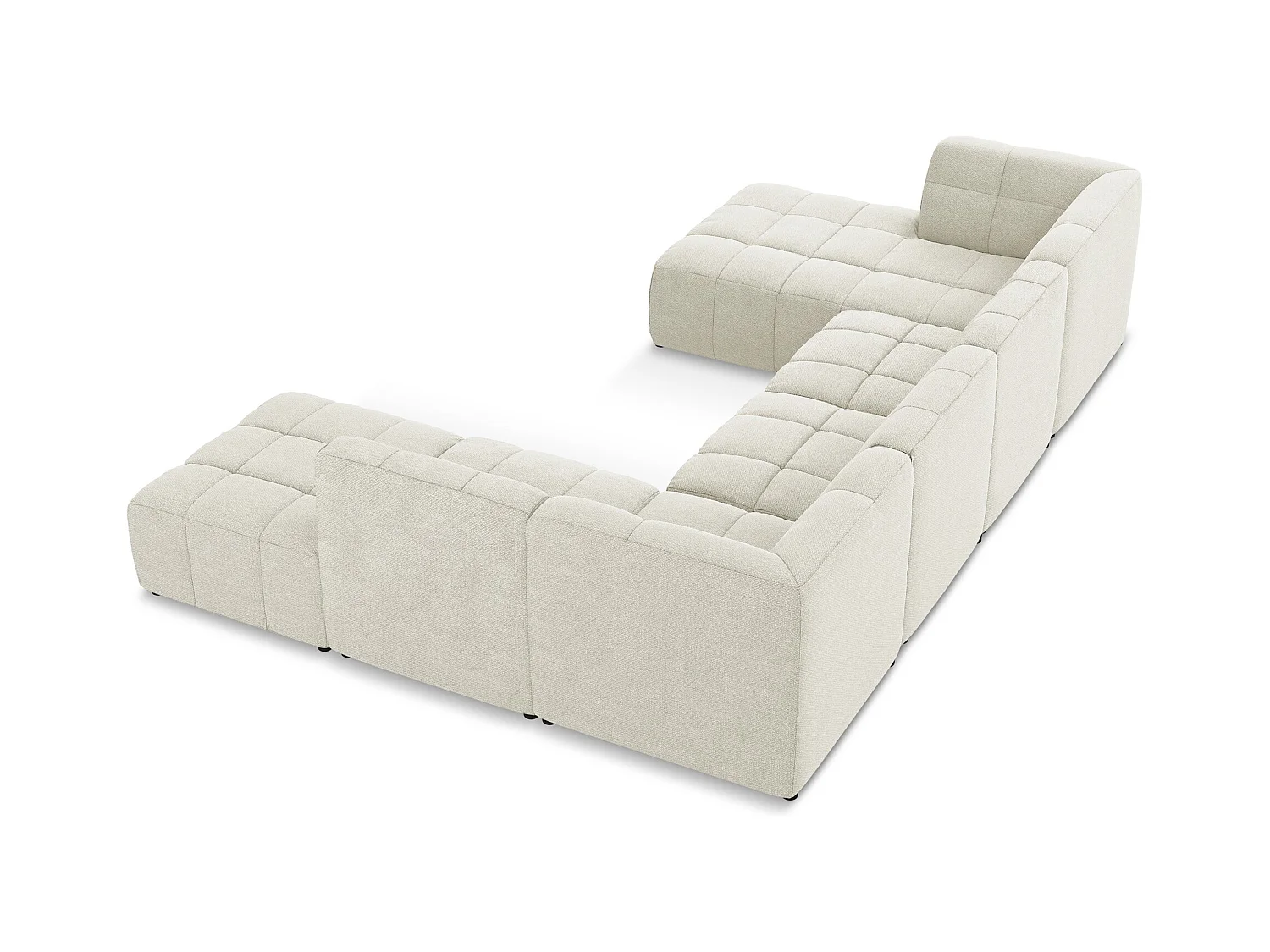 Panoramische hoekbank van zand bouclé - ALOHA