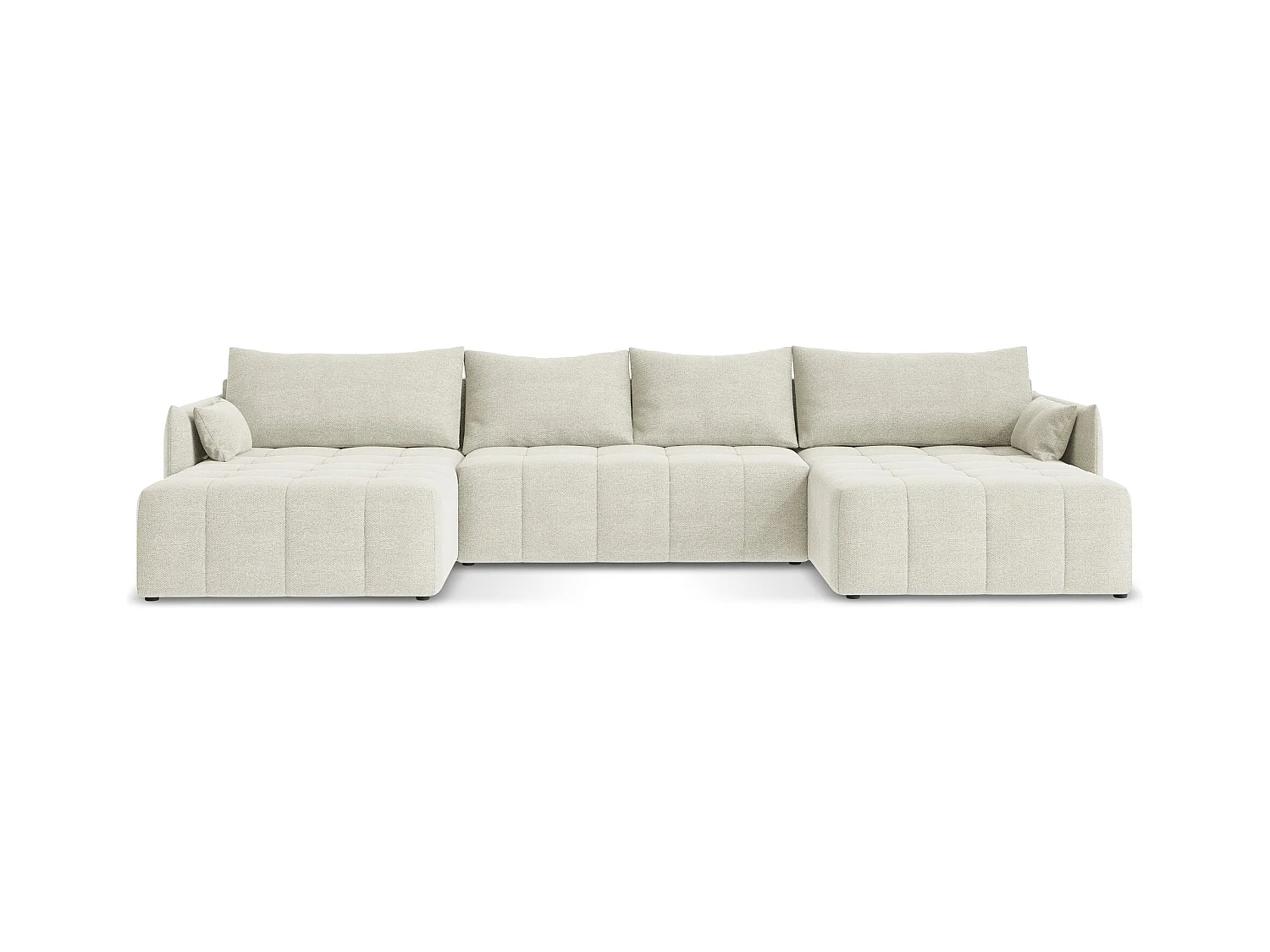 Sofa panoramiczna - z tkaniny bouclé - piaskowy - MOKU