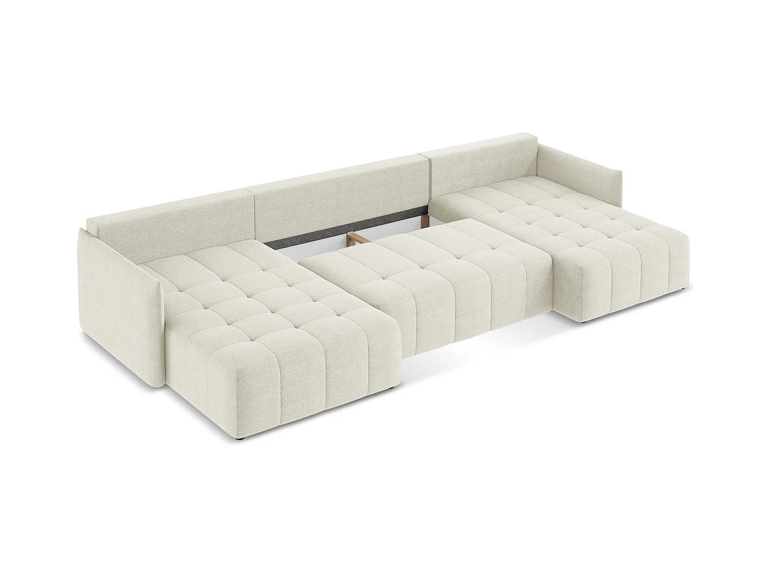 Sofa panoramiczna - z tkaniny bouclé - piaskowy - MOKU