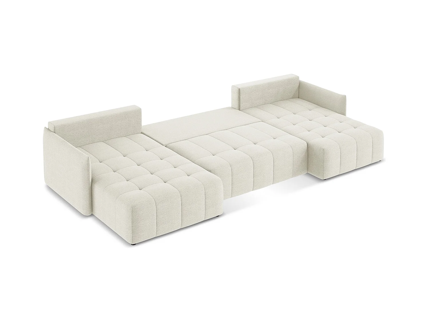 Sofa panoramiczna - z tkaniny bouclé - piaskowy - MOKU