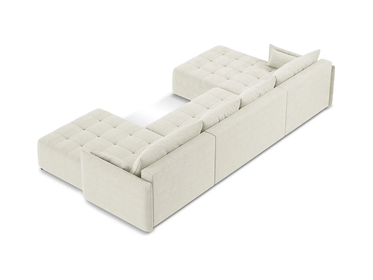 Sofa panoramiczna - z tkaniny bouclé - piaskowy - MOKU