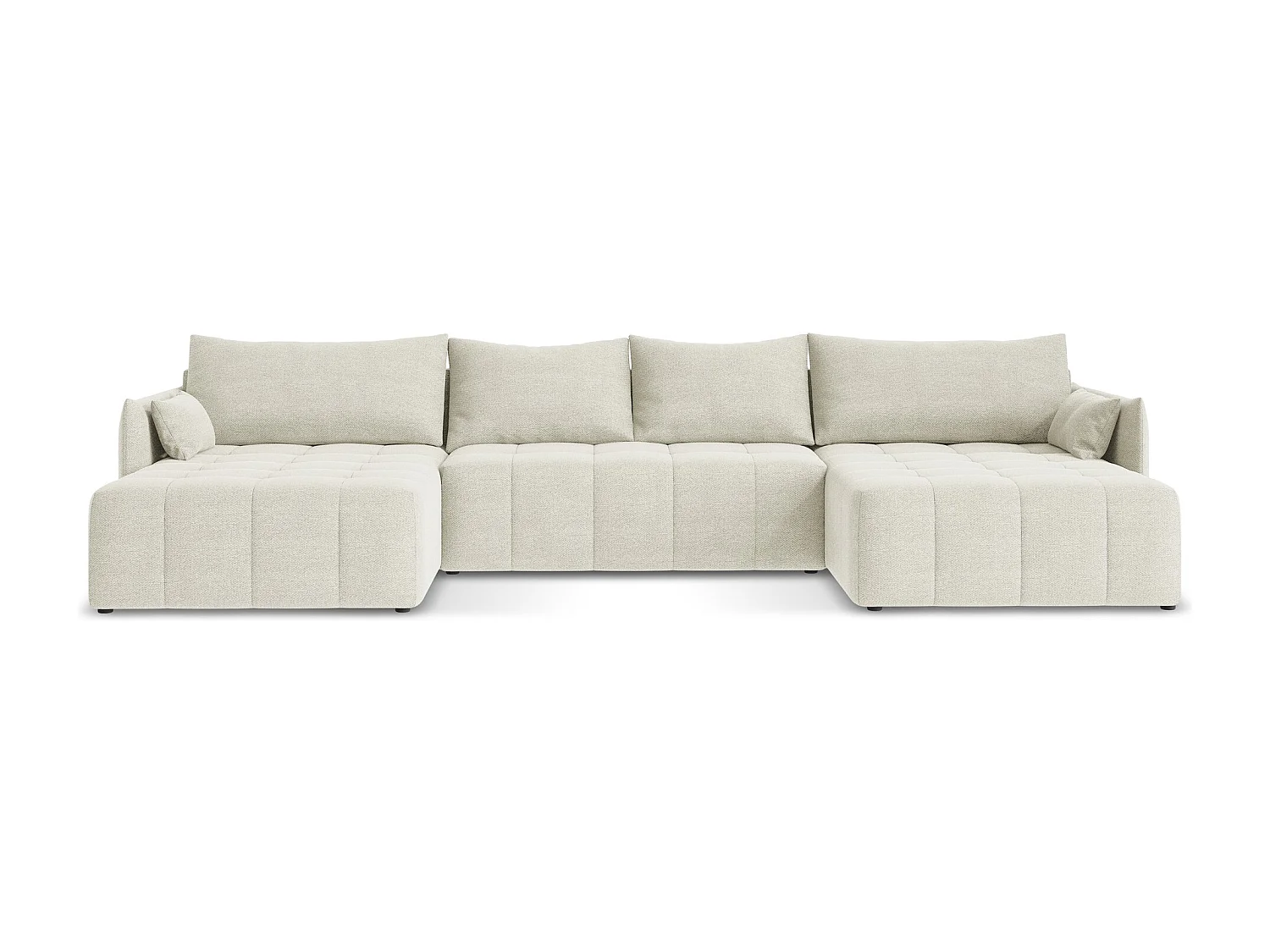 Canapé panoramique 5 places en tissu bouclette - sable - MOKU