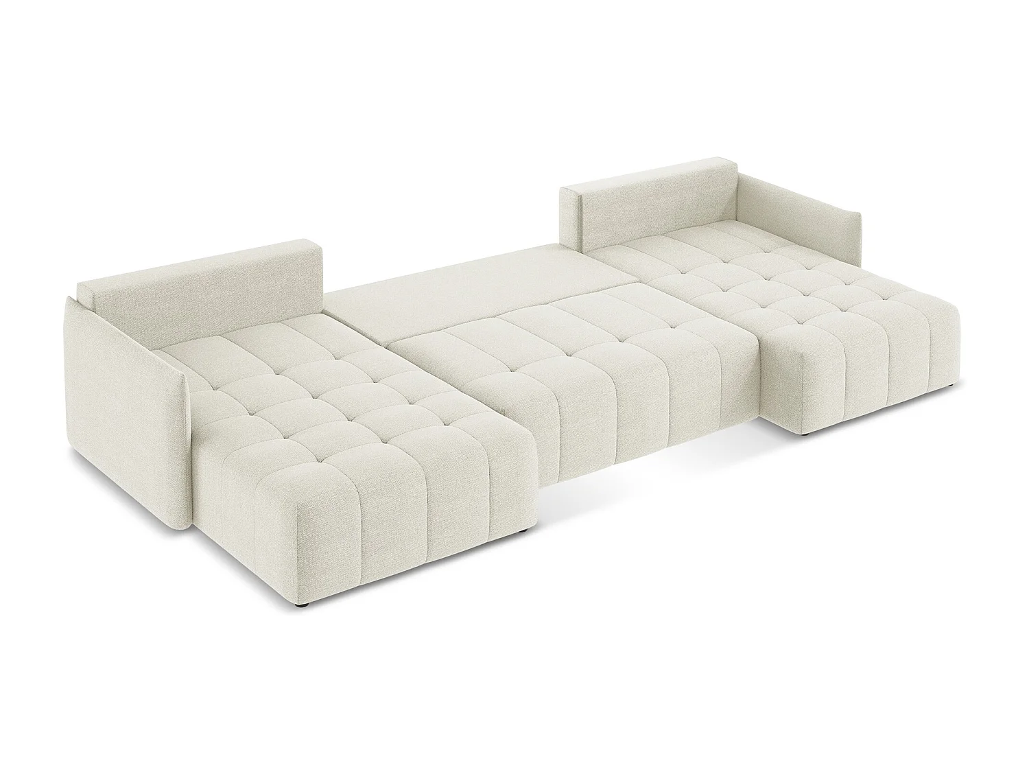 Canapé panoramique 5 places en tissu bouclette - sable - MOKU