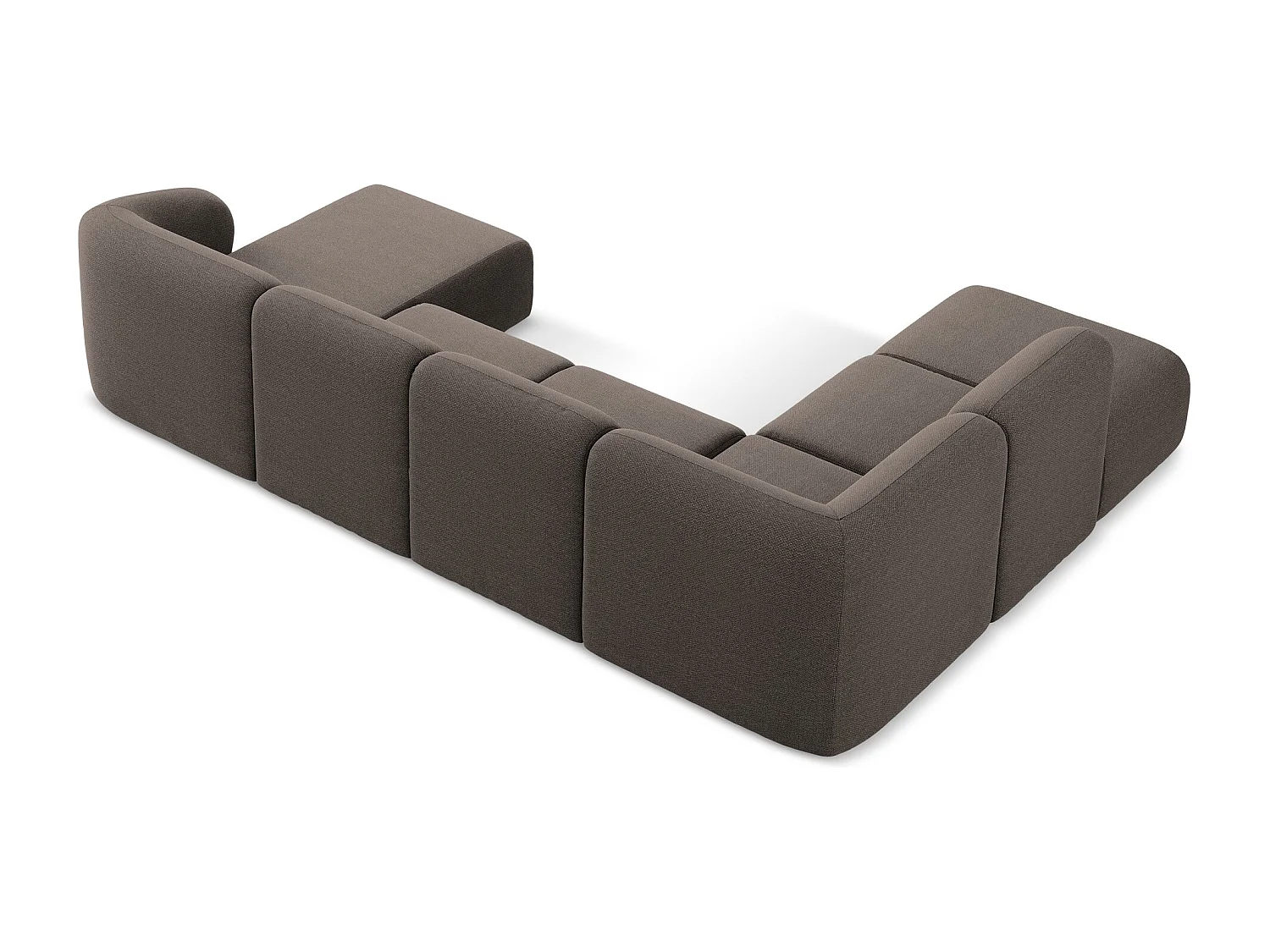 Sofa panoramiczna lewa - z tkaniny bouclé - czekoladowy - LANI