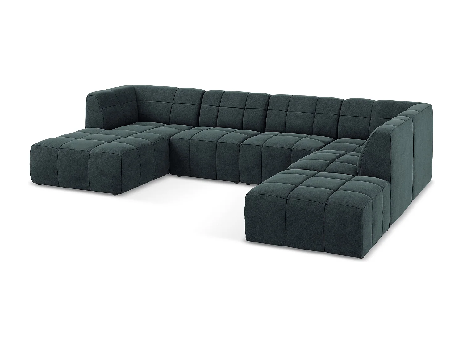 Canapé panoramique 5 places en velours - marin - ALOHA