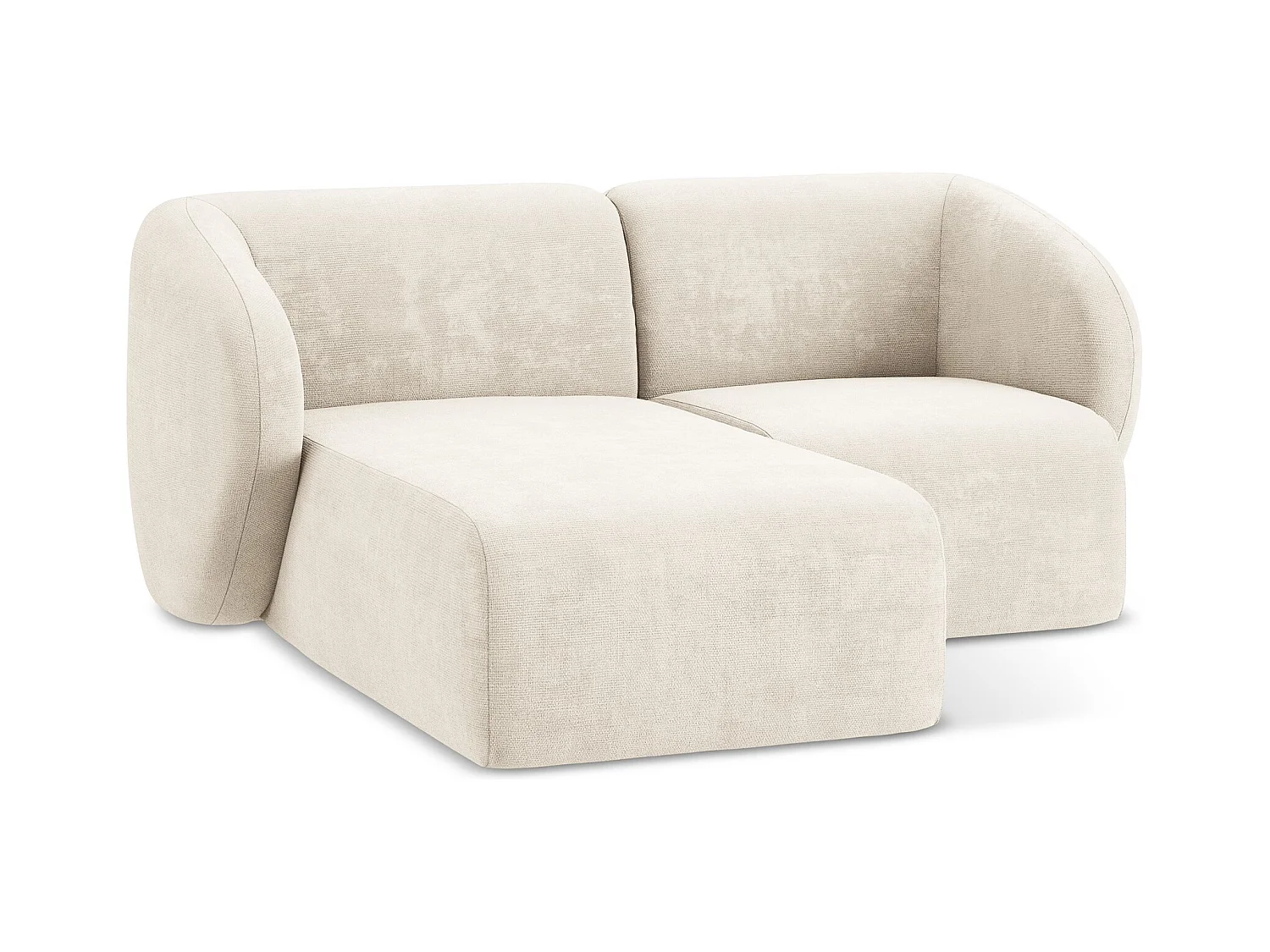 Modulaire hoekbank links van lichtbeige chenille stof - LANI