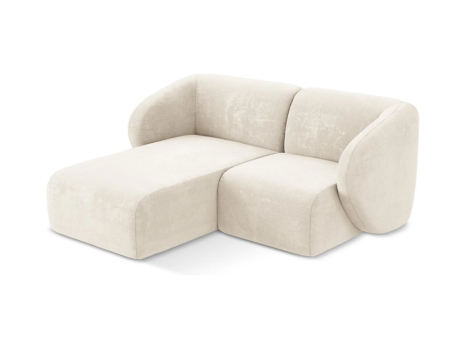 Modulaire hoekbank links van lichtbeige chenille stof - LANI