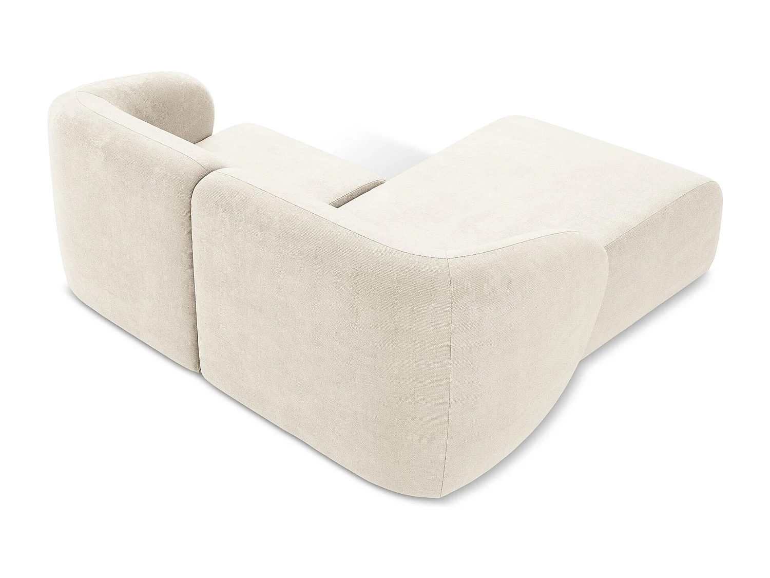 Modulaire hoekbank links van lichtbeige chenille stof - LANI