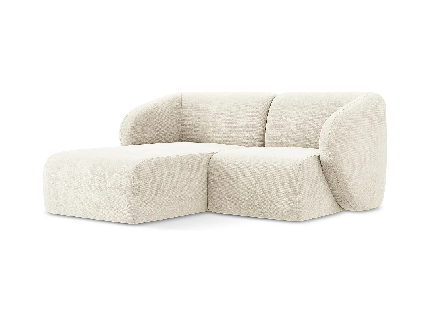 Canapé d'angle 2,5 places modulaire gauche en tissu chenille - beige clair - LANI