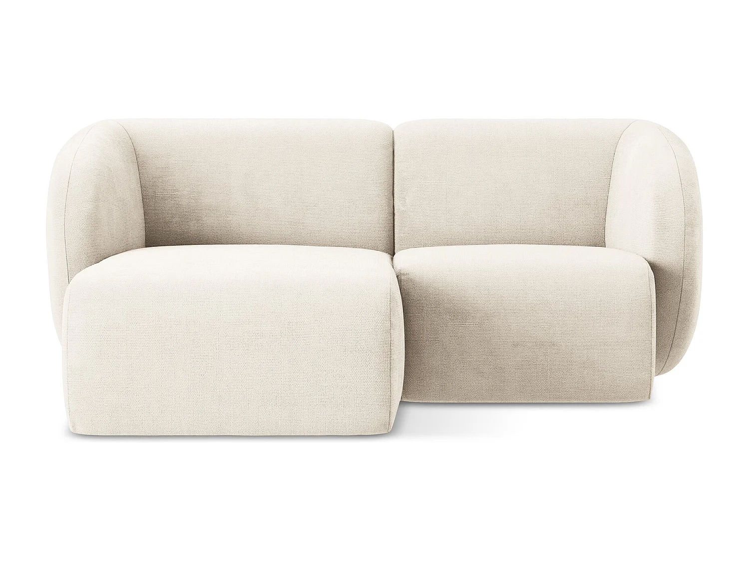 Modulaire hoekbank links van lichtbeige chenille stof - LANI