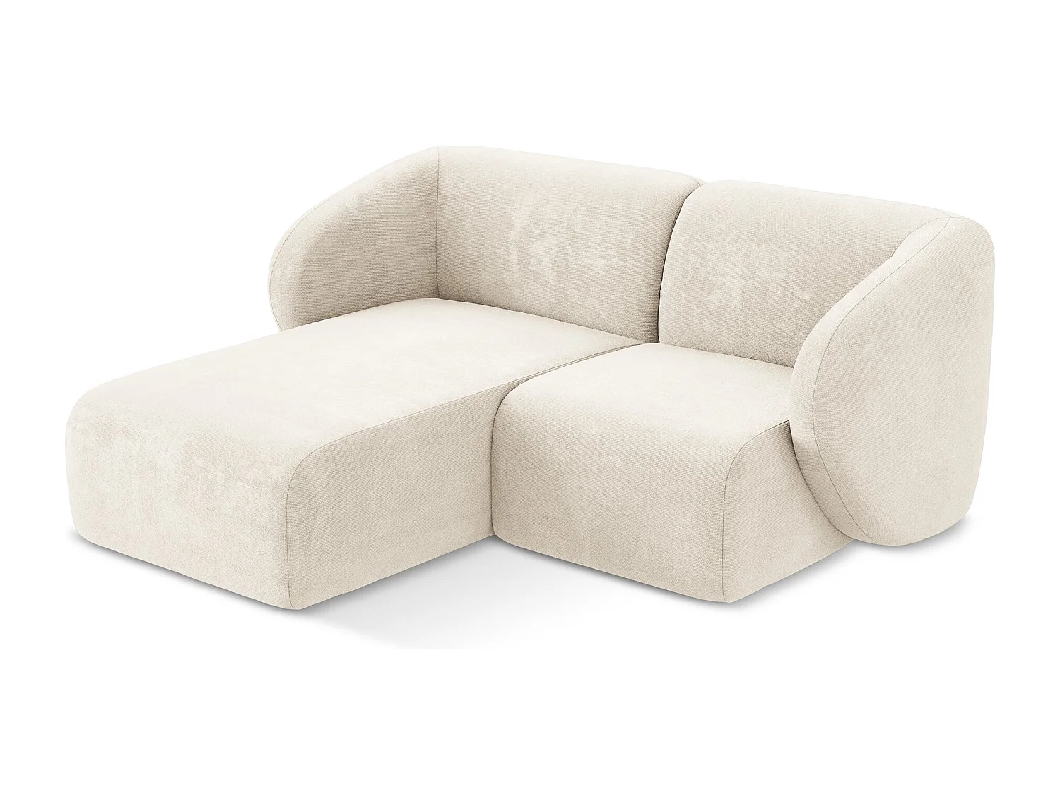 Modulaire hoekbank links van lichtbeige chenille stof - LANI