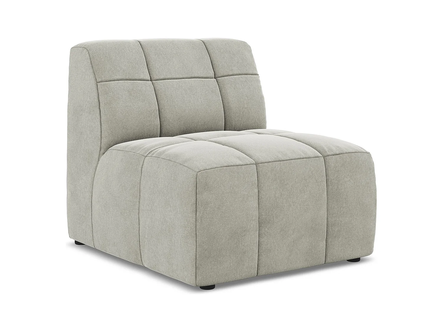 Fauteuil pour canapé modulable en velours - gris clair - ALOHA