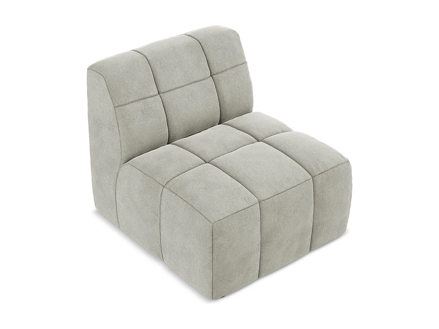 Fauteuil pour canapé modulable en velours - gris clair - ALOHA