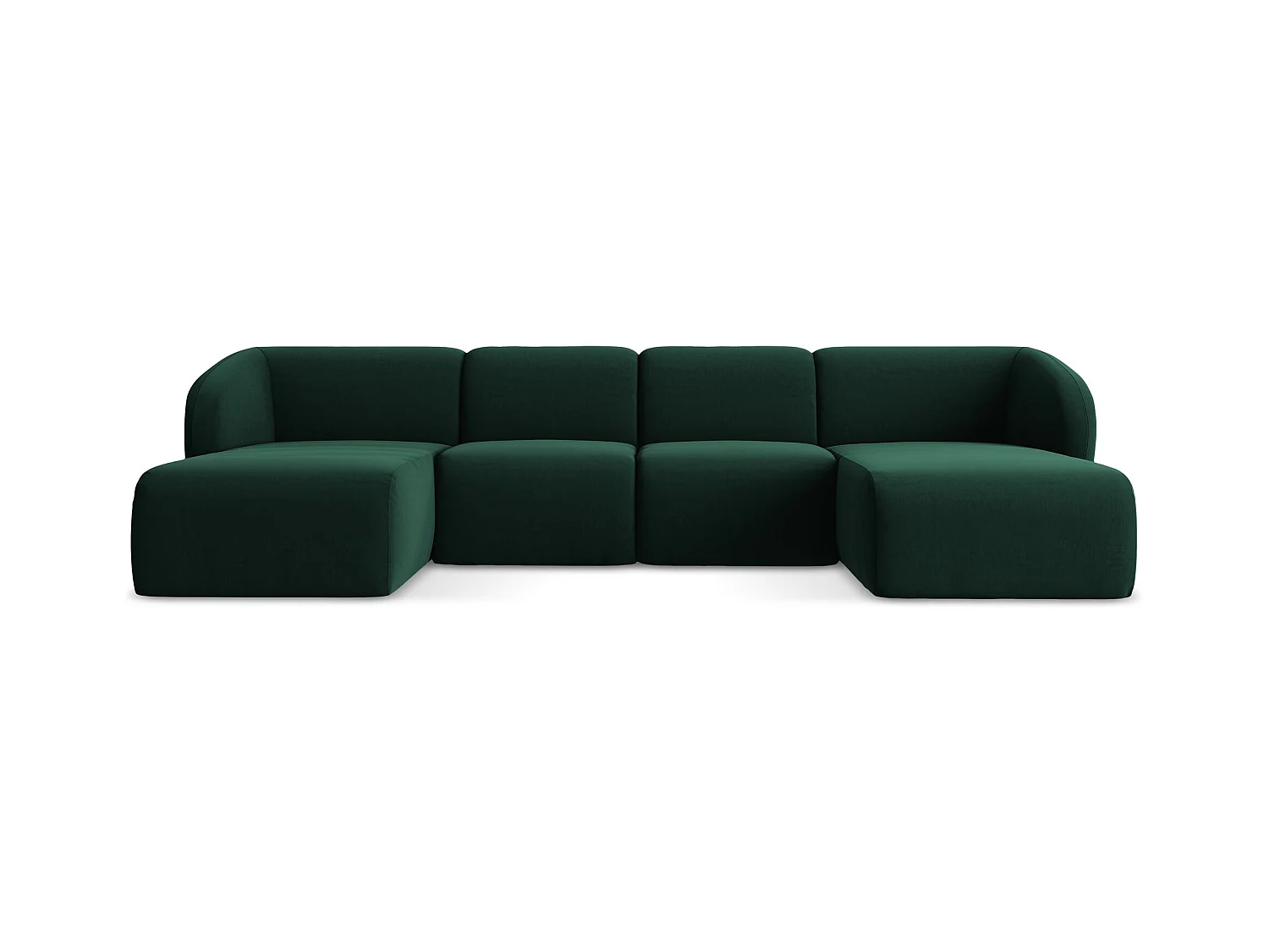 Canapé panoramique 4 places en velours - bouteille verte - LANI