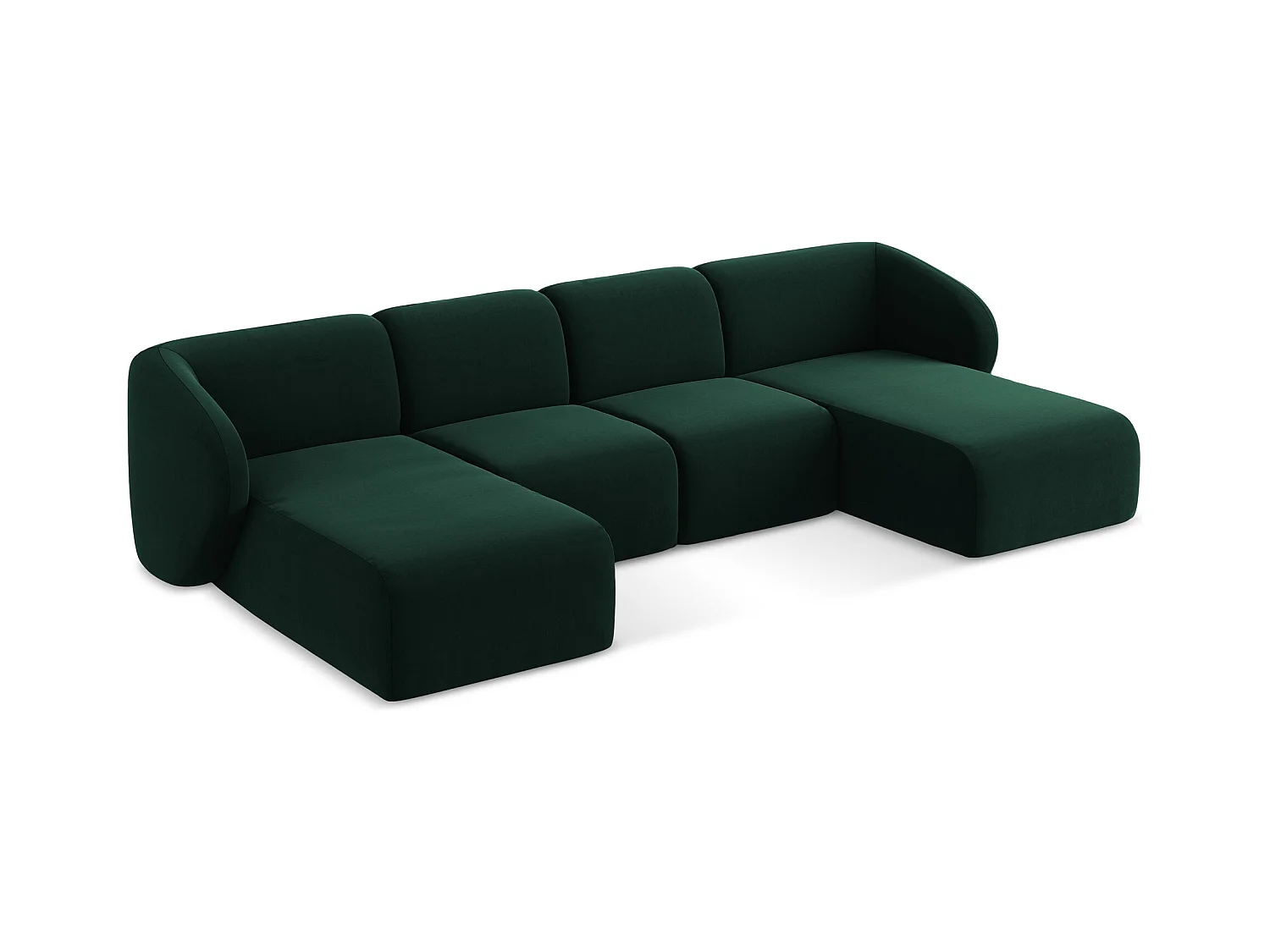 Canapé panoramique 4 places en velours - bouteille verte - LANI
