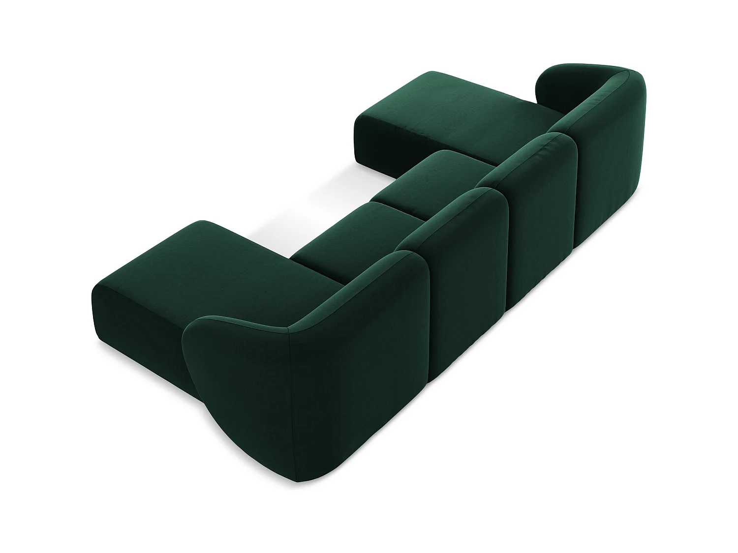 Canapé panoramique 4 places en velours - bouteille verte - LANI