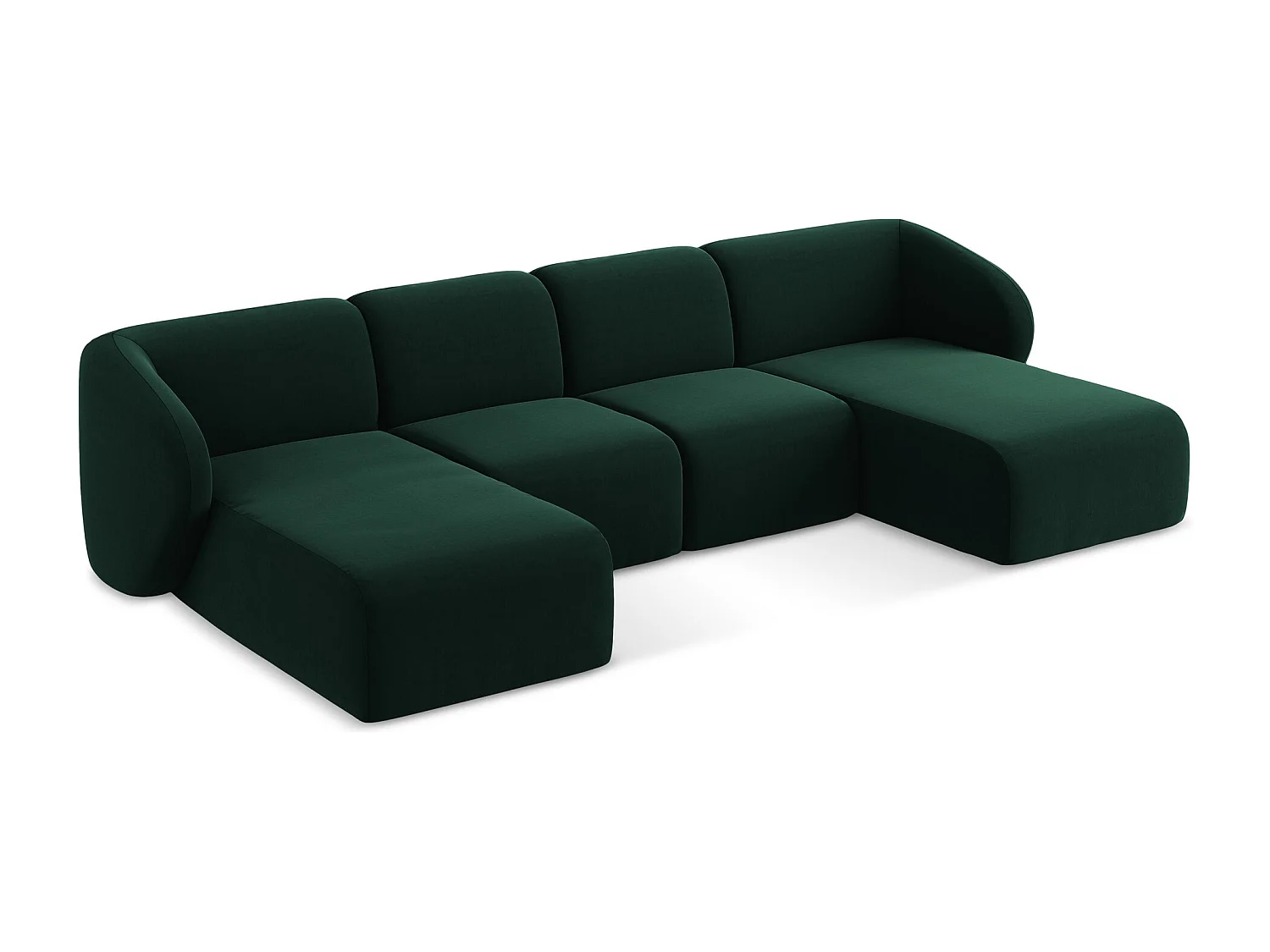 Canapé panoramique 4 places en velours - bouteille verte - LANI