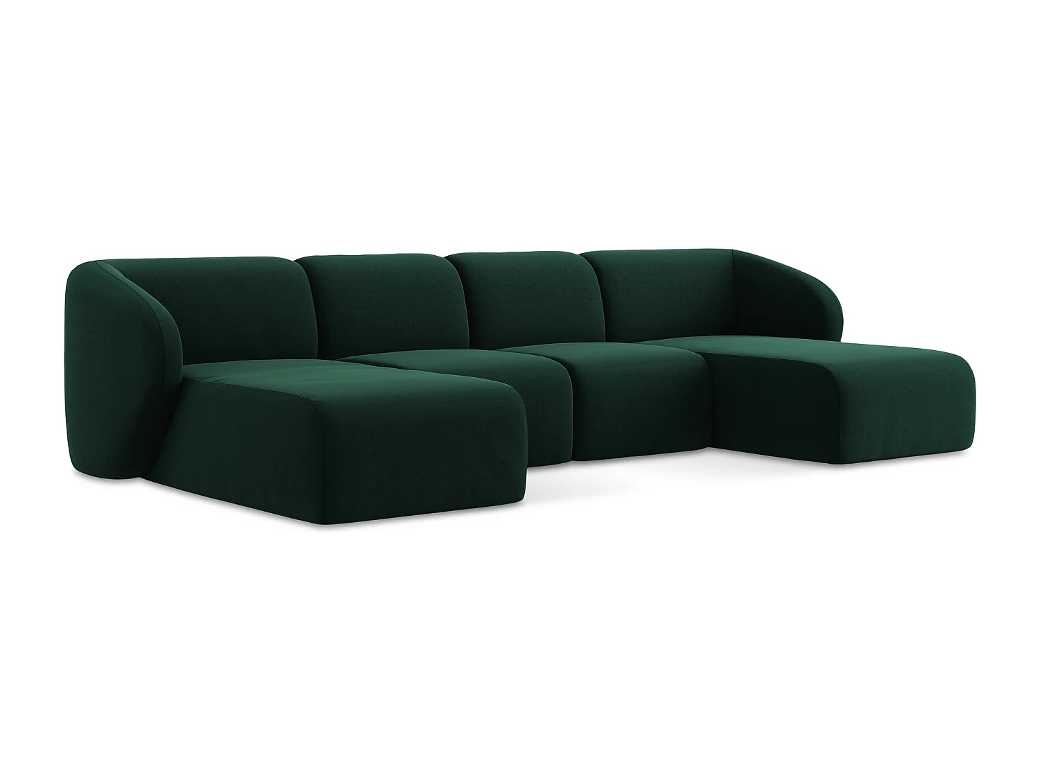 Sofa panoramiczna - z tkaniny welwetowej - butelkowa zieleń - LANI