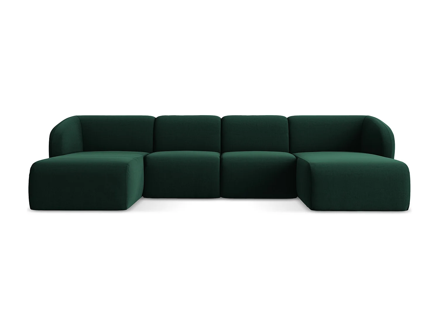 Sofa panoramiczna - z tkaniny welwetowej - butelkowa zieleń - LANI