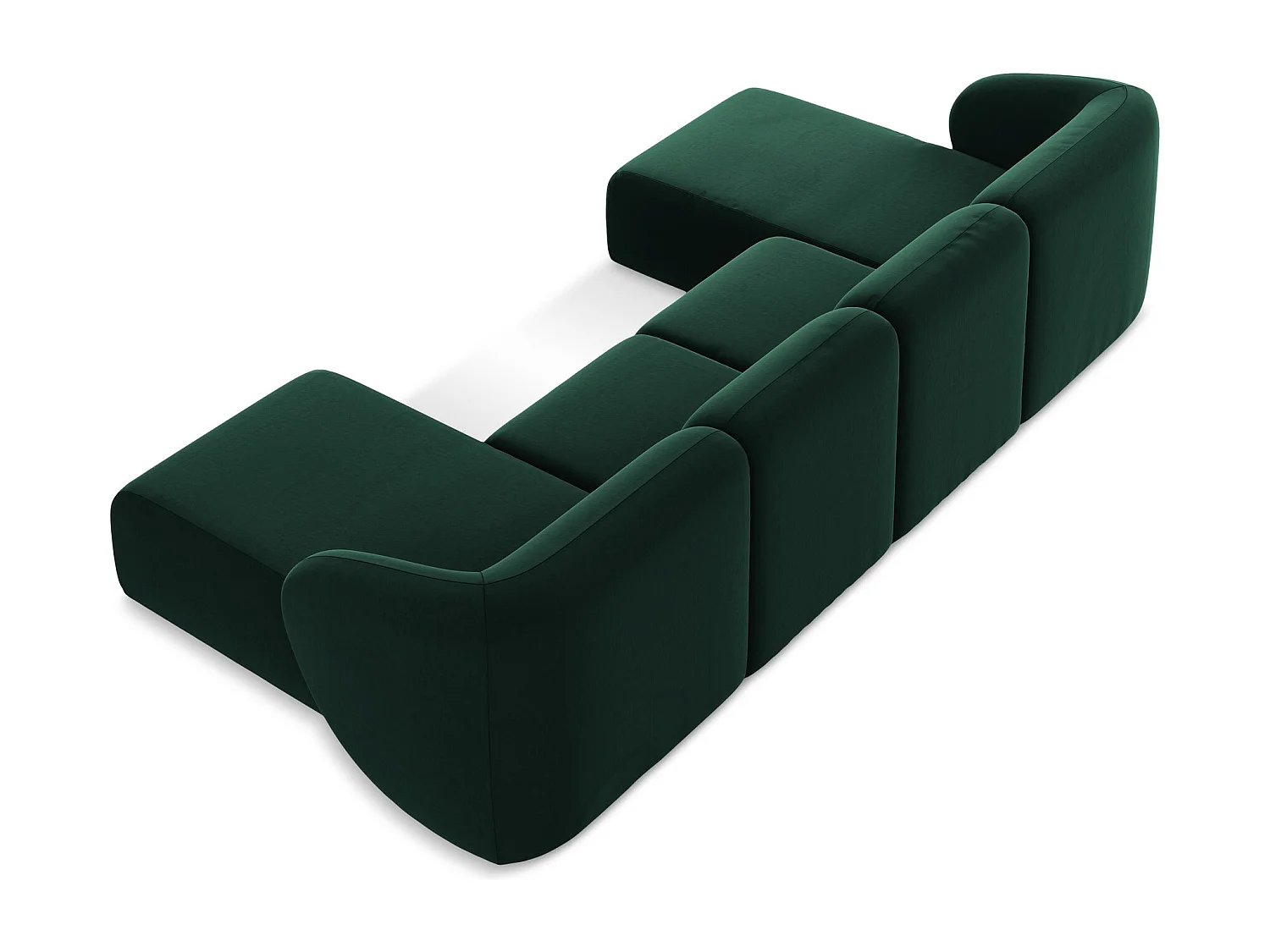 Sofa panoramiczna - z tkaniny welwetowej - butelkowa zieleń - LANI