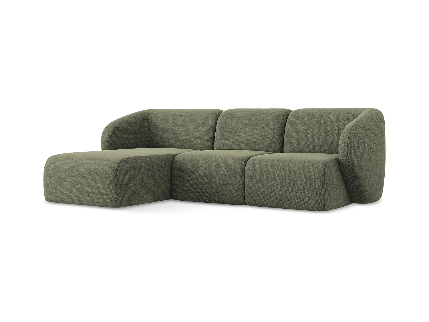 3-Sitzer Modulares Ecksofa - Ecke Links - Bouclé - Olive - LANI