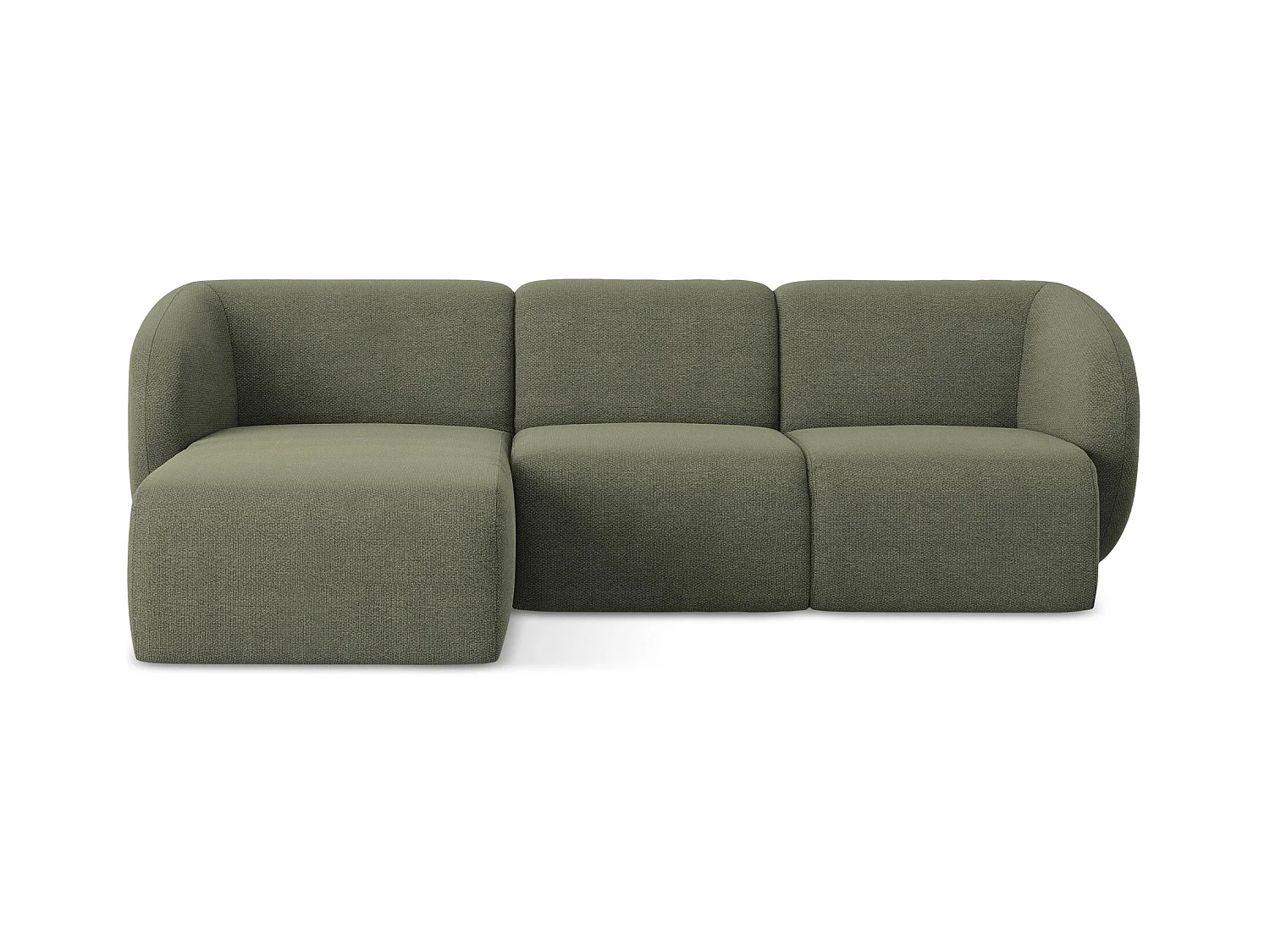 3-Sitzer Modulares Ecksofa - Ecke Links - Bouclé - Olive - LANI